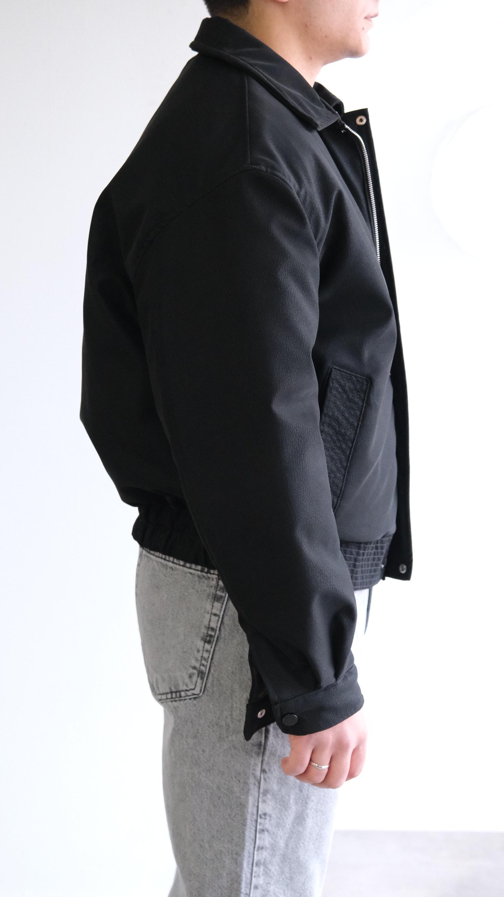 Siyah Teknik Kumaş Bomber Mont