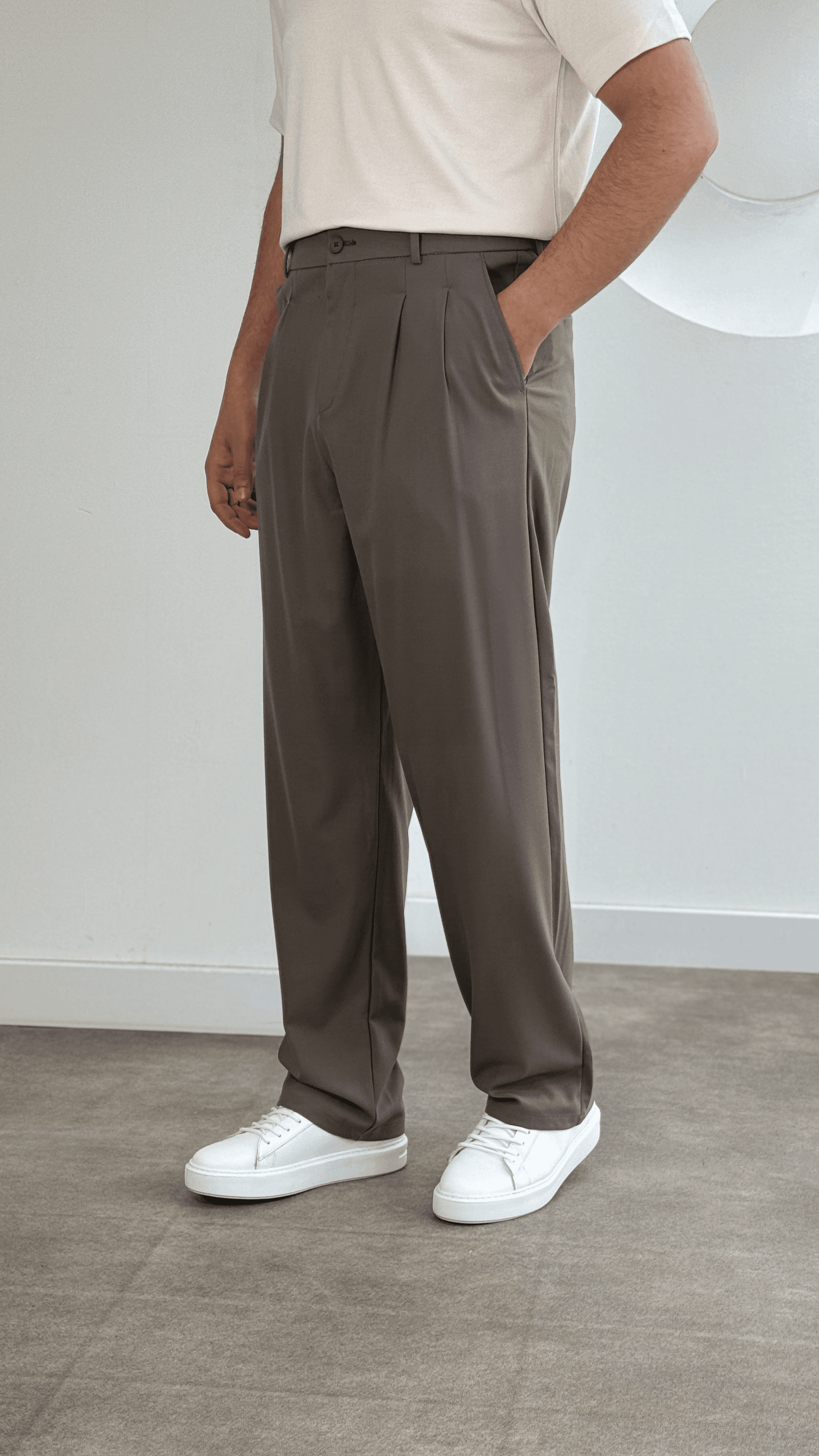 Vizon Baggy Pileli Kumaş Pantolon