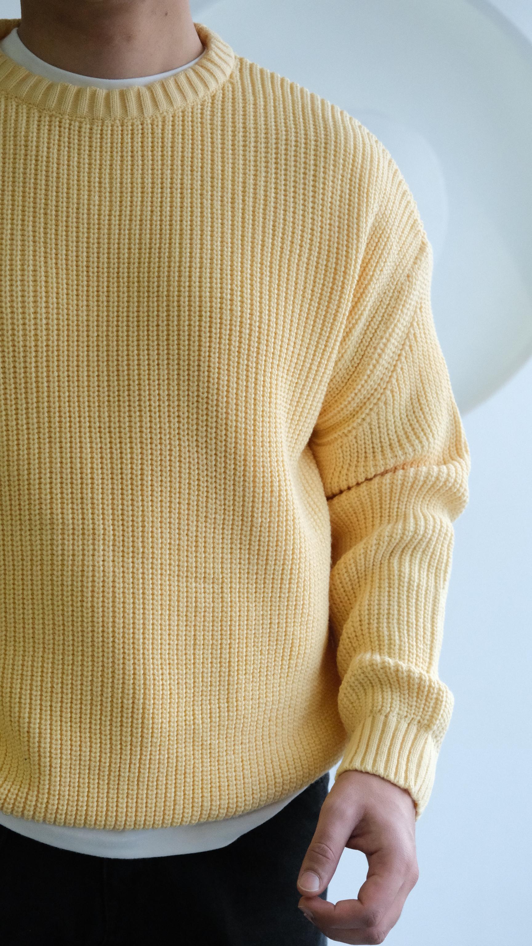 Sarı Örme Oversize Kazak