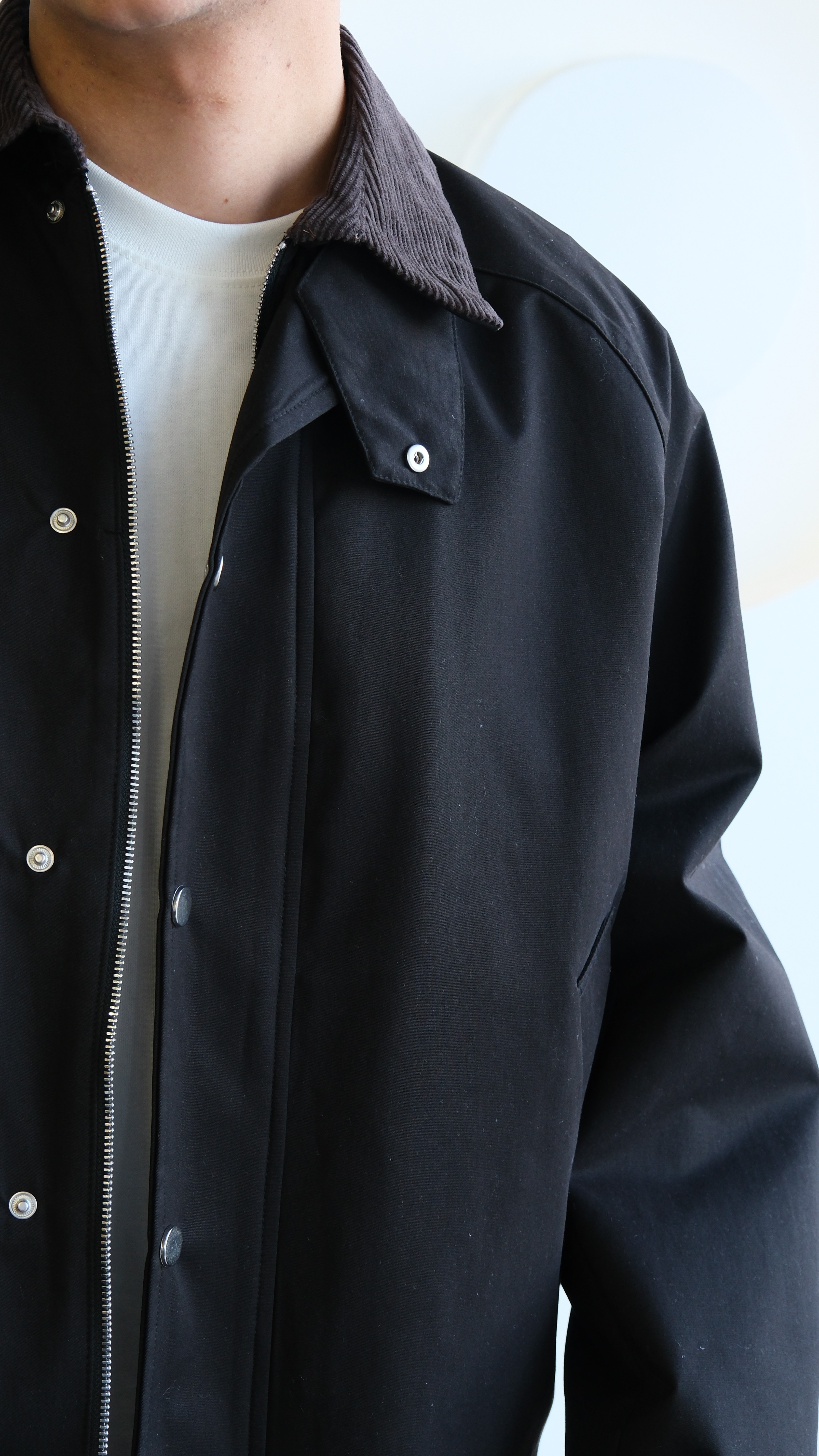 Kontrast Yaka Siyah Teknik Ceket 