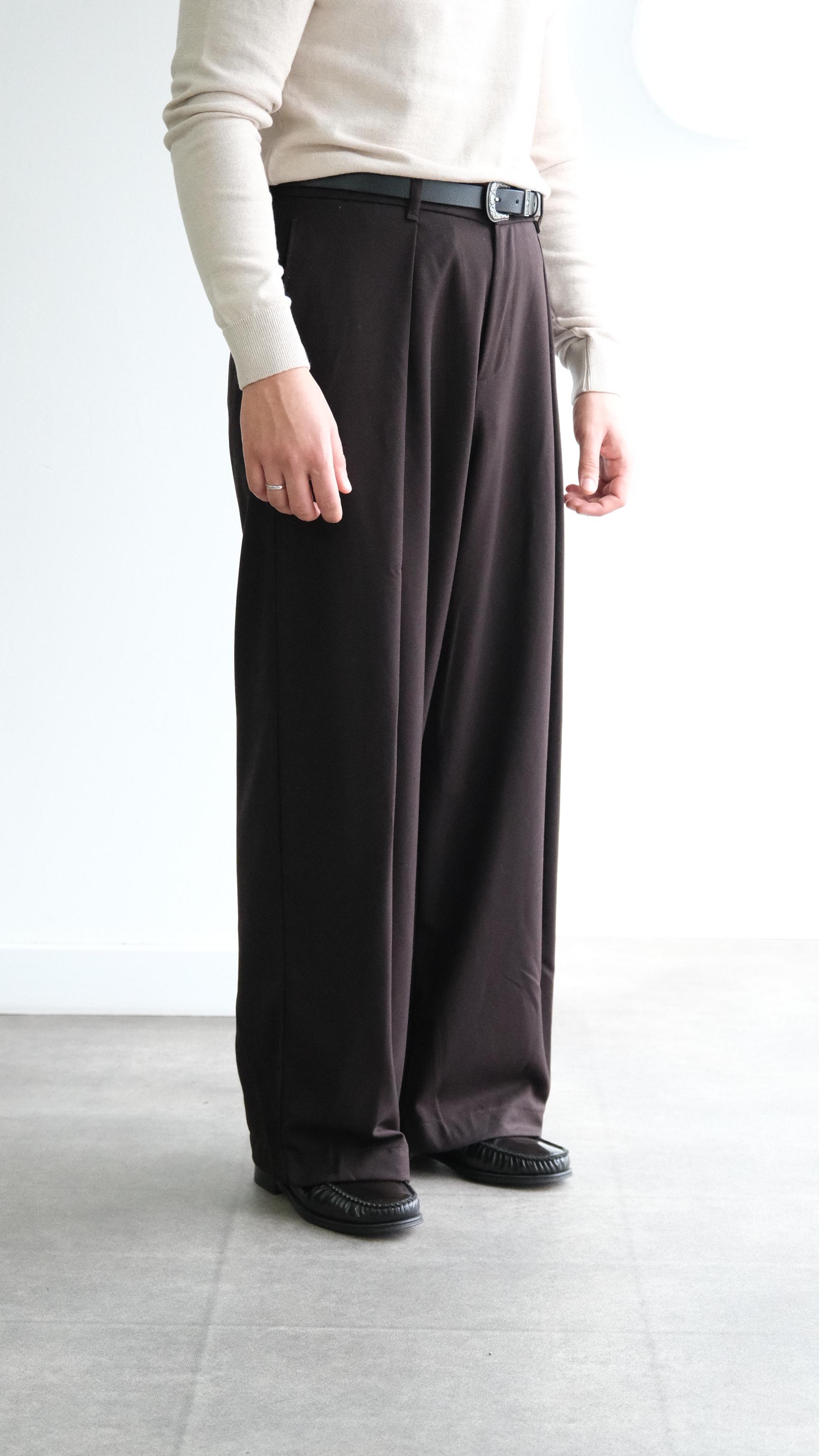 Acı Kahve Pileli Baggy Kumaş Pantolon