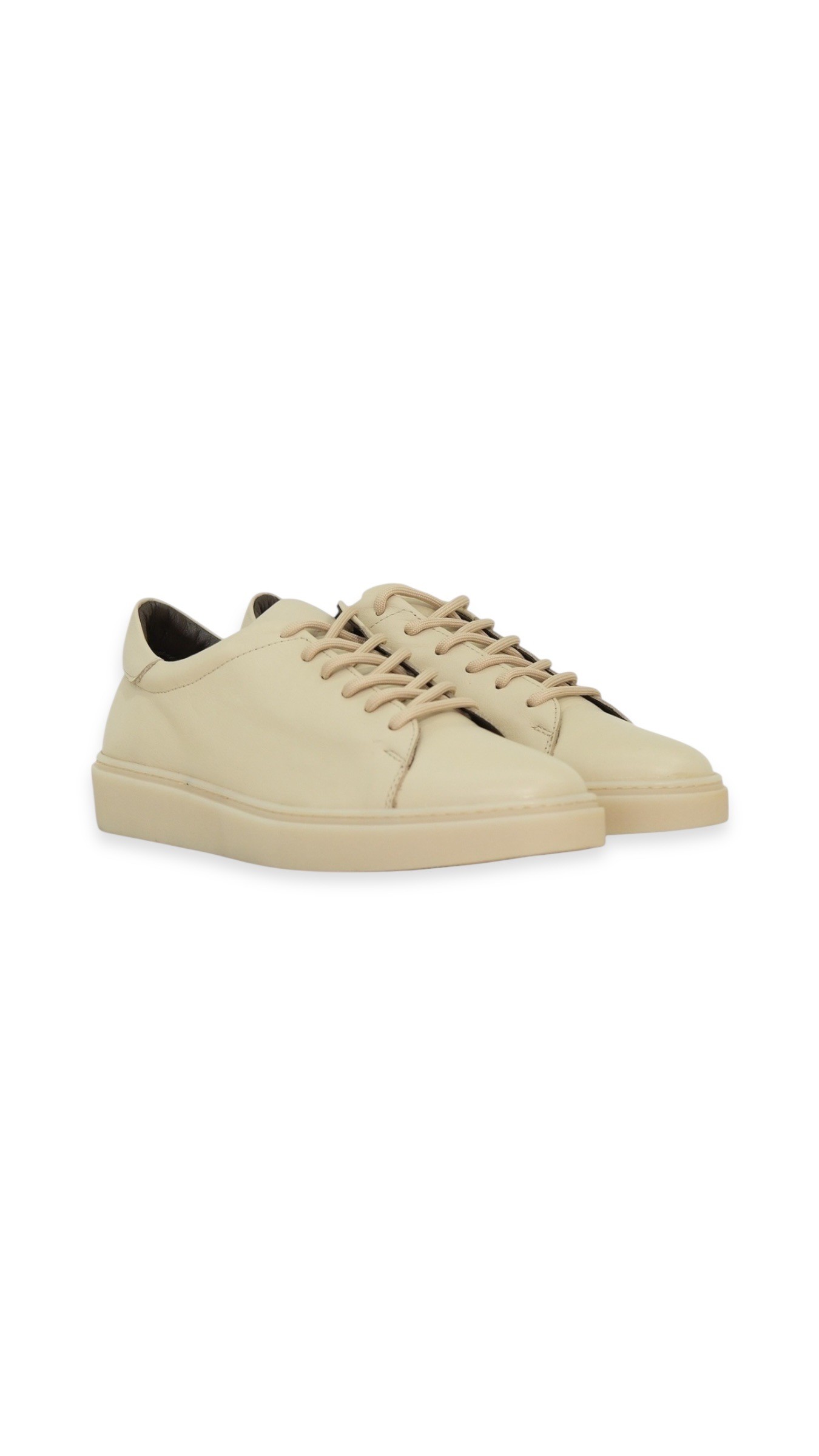 Hakiki Deri Bej Sneaker Ayakkabı