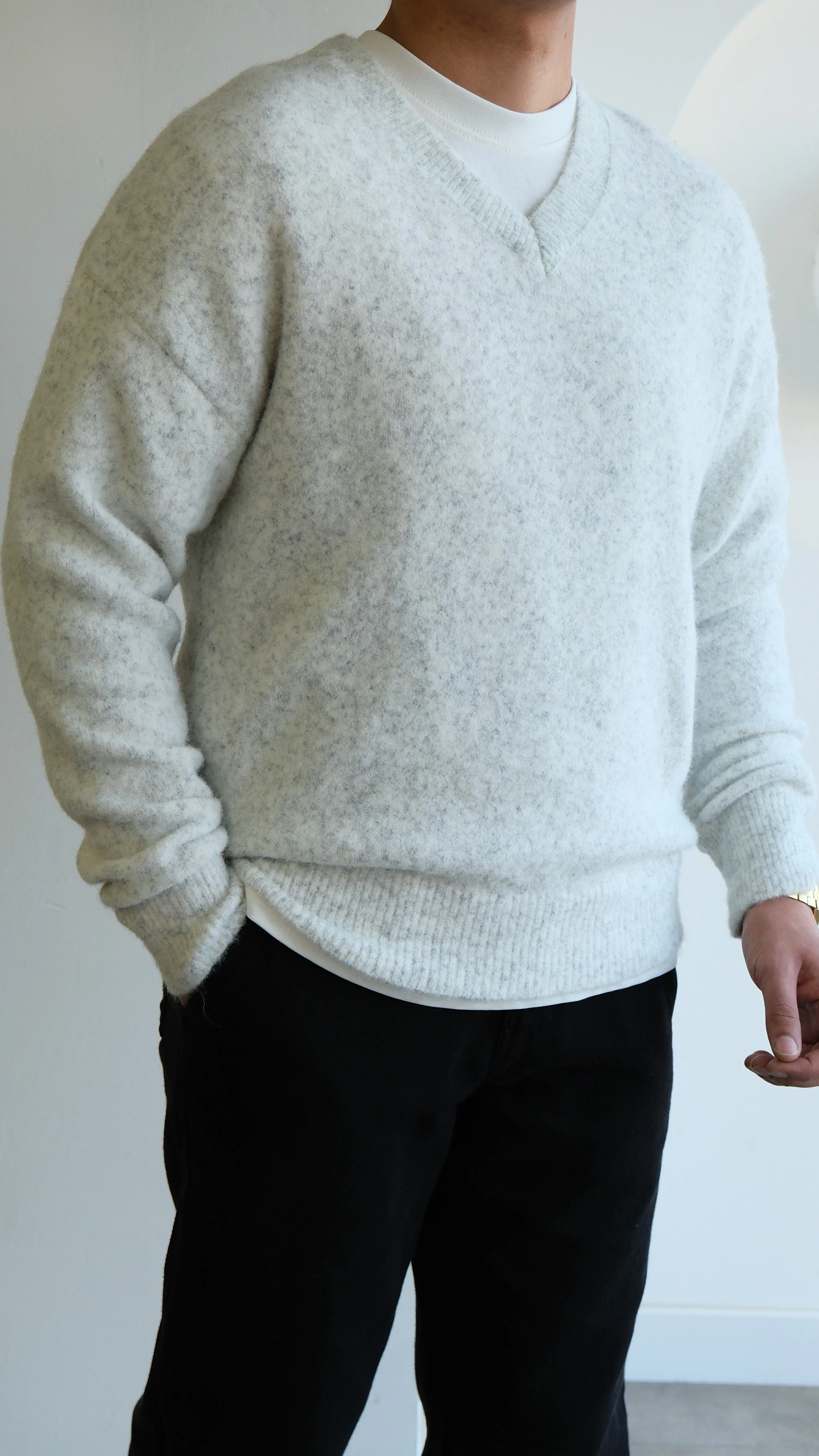 Yün Görünümlü V Yaka Kazak