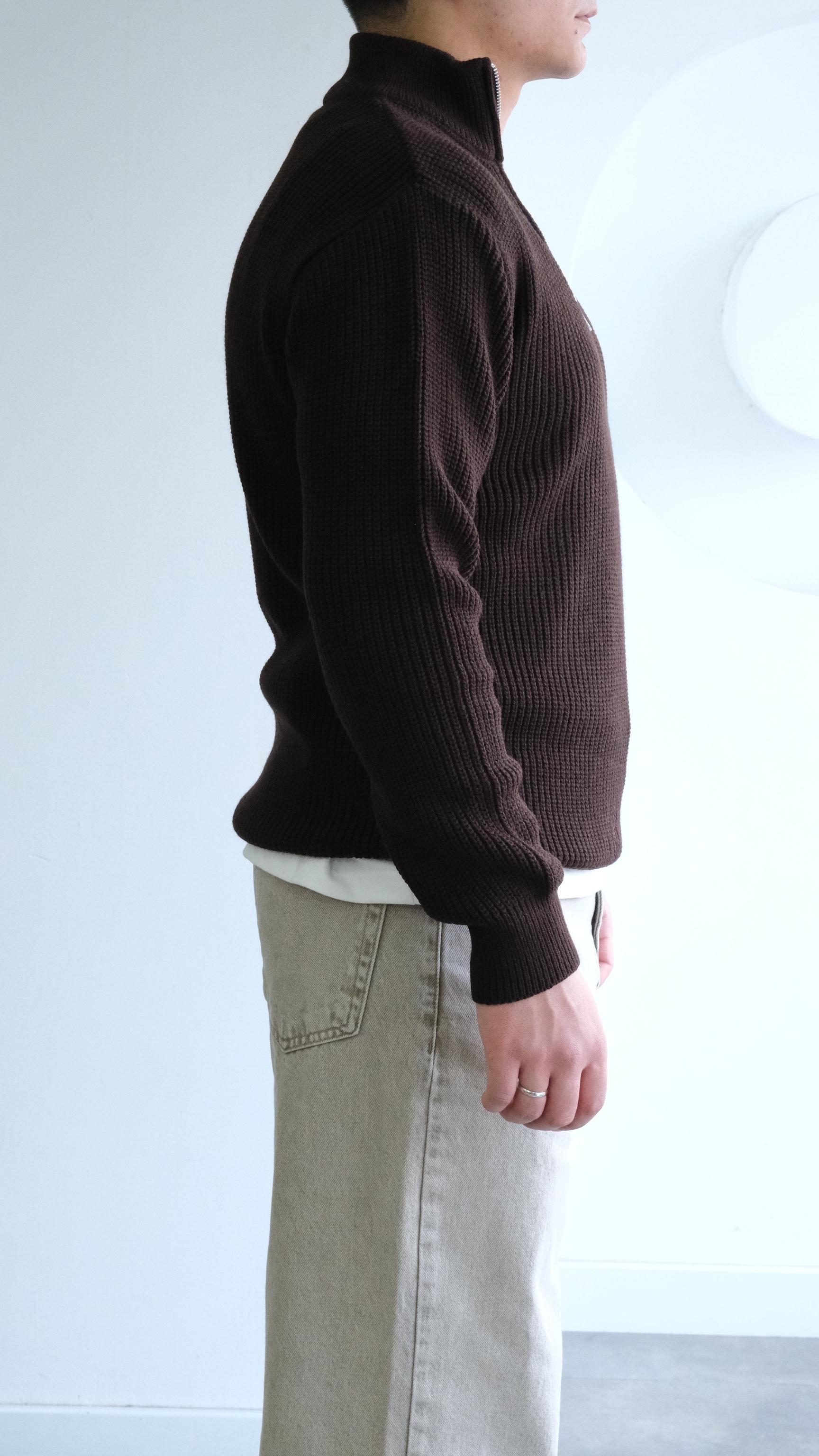 Kahve Balıkçı Yaka Örme Kazak