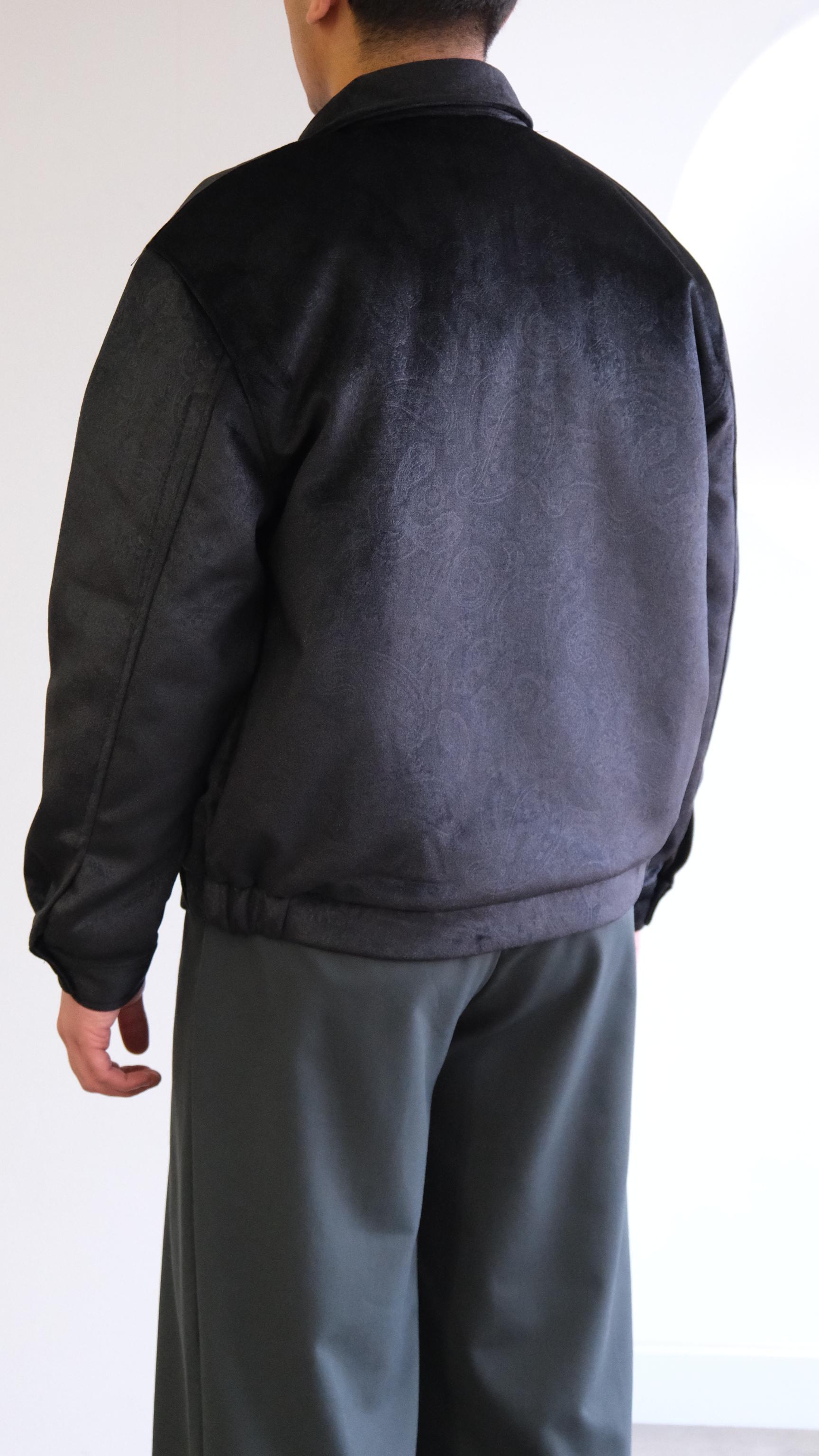 Velvet Kadife Şal Desenli Siyah Ceket