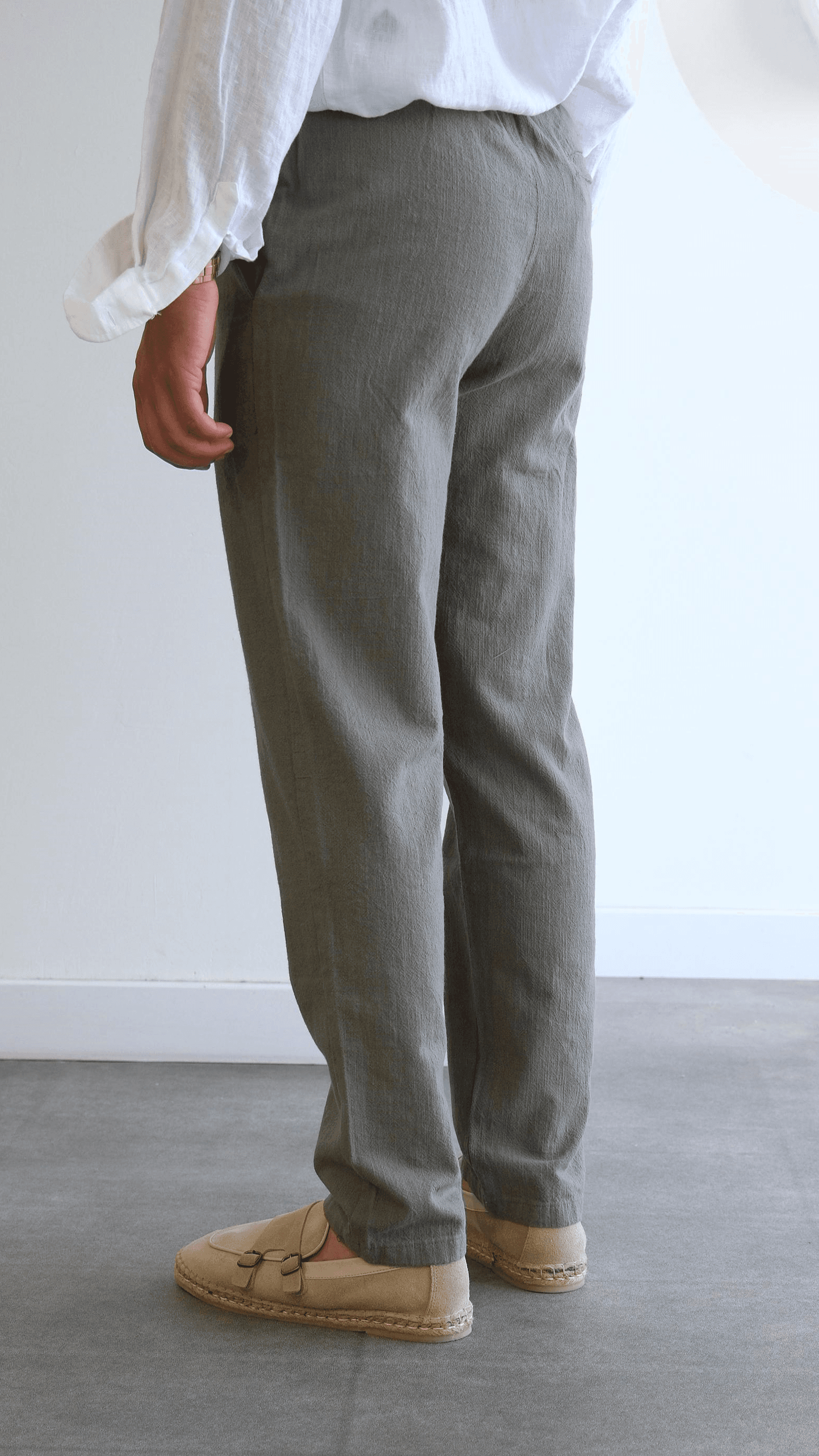 Yeşil Regular Keten Pantolon