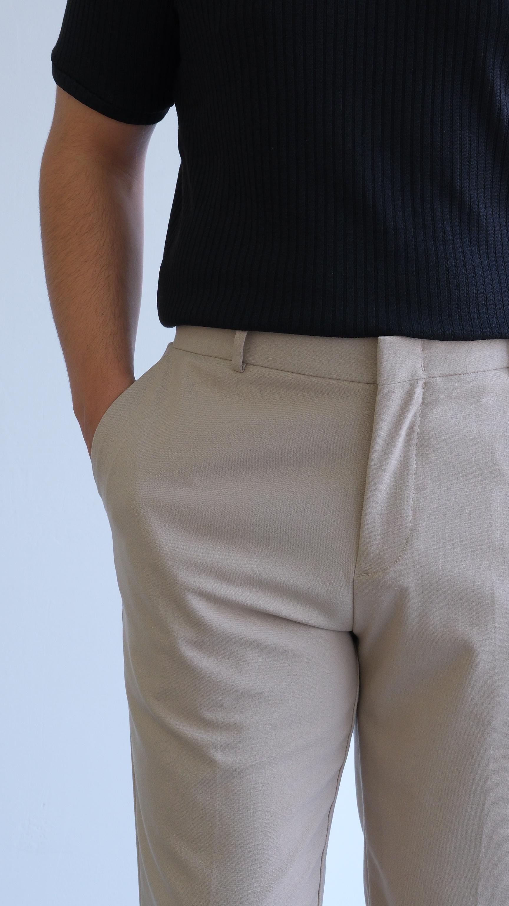 Bej Regular Fıt Kumaş Pantolon