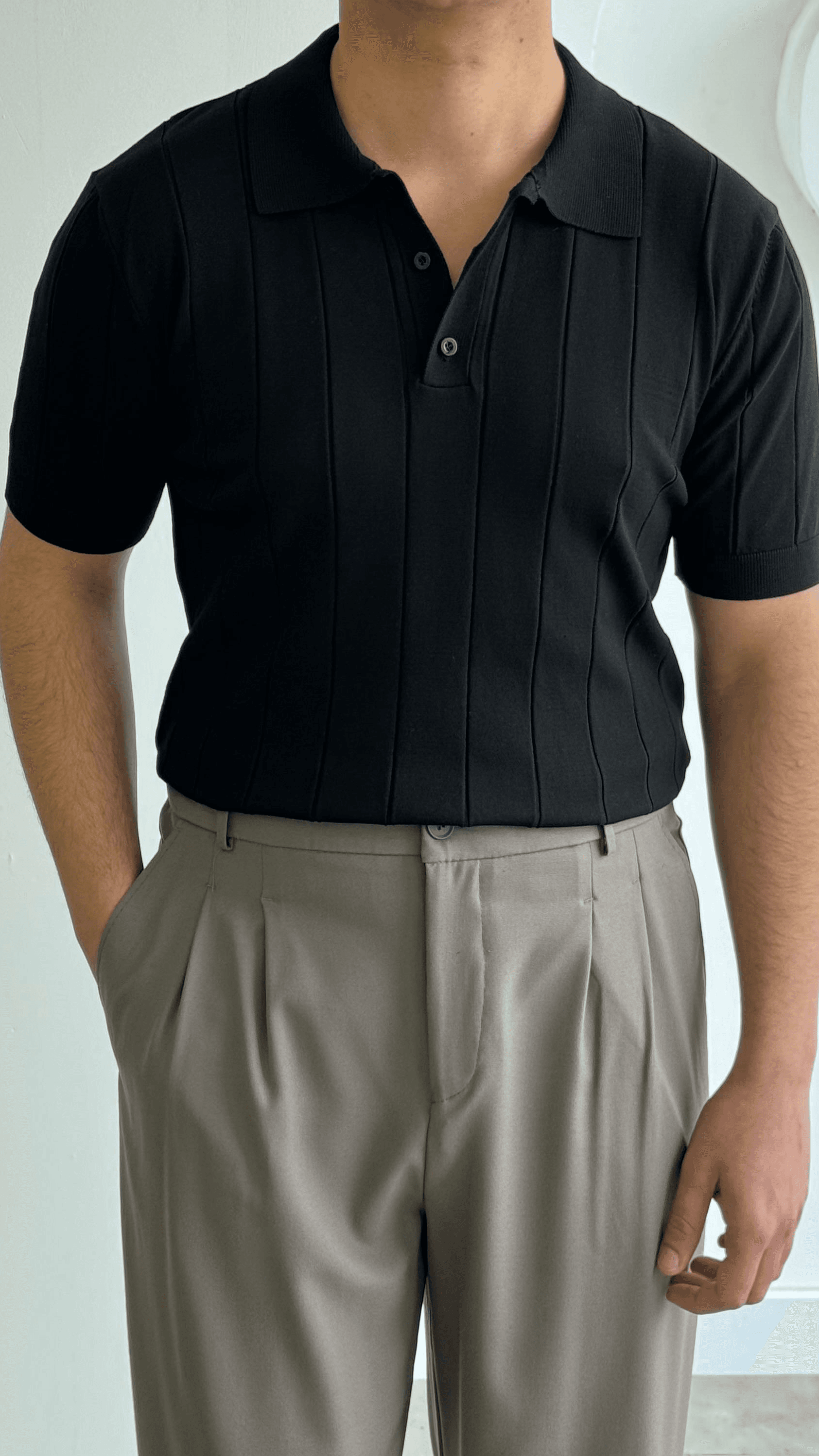 Siyah Şeritli Premıum Polo Yaka Triko