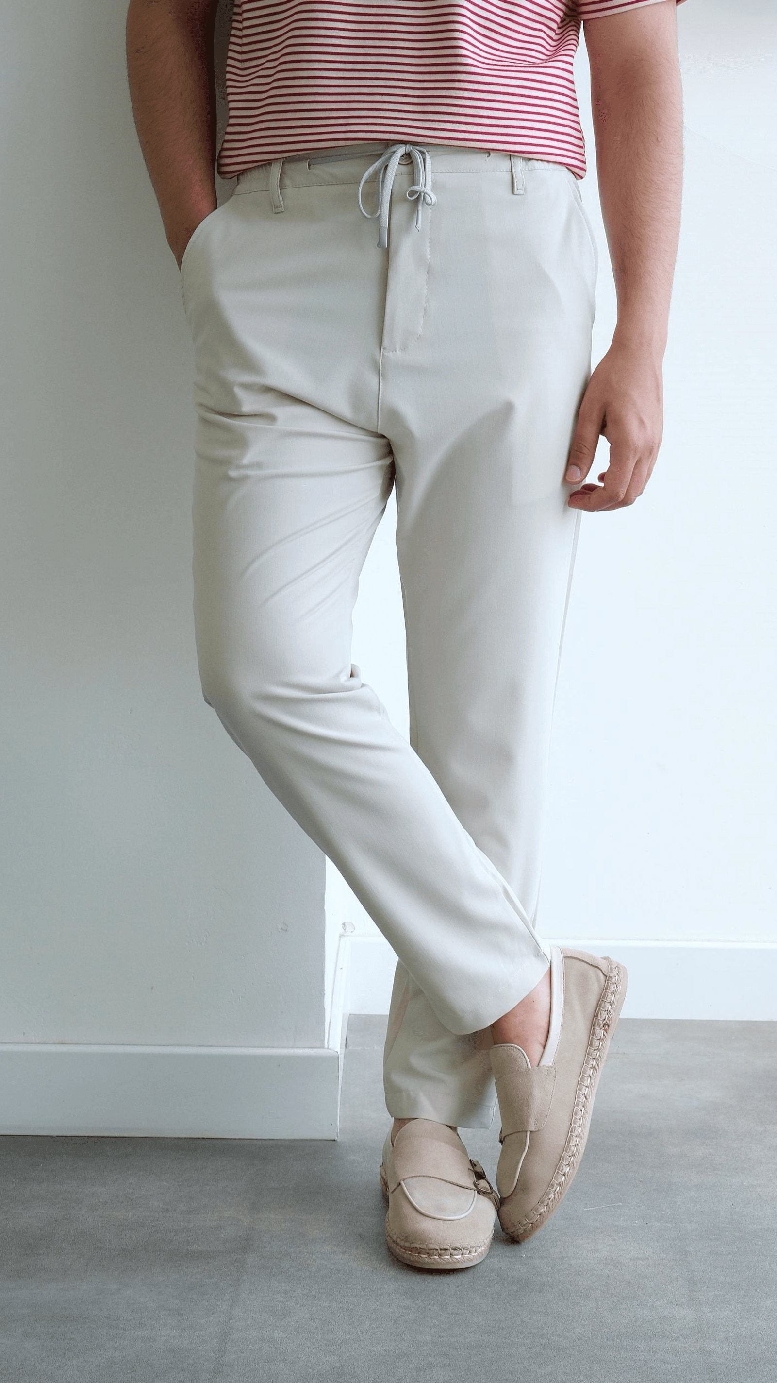 Ekru Jogger Teknik Kumaş Pantolon