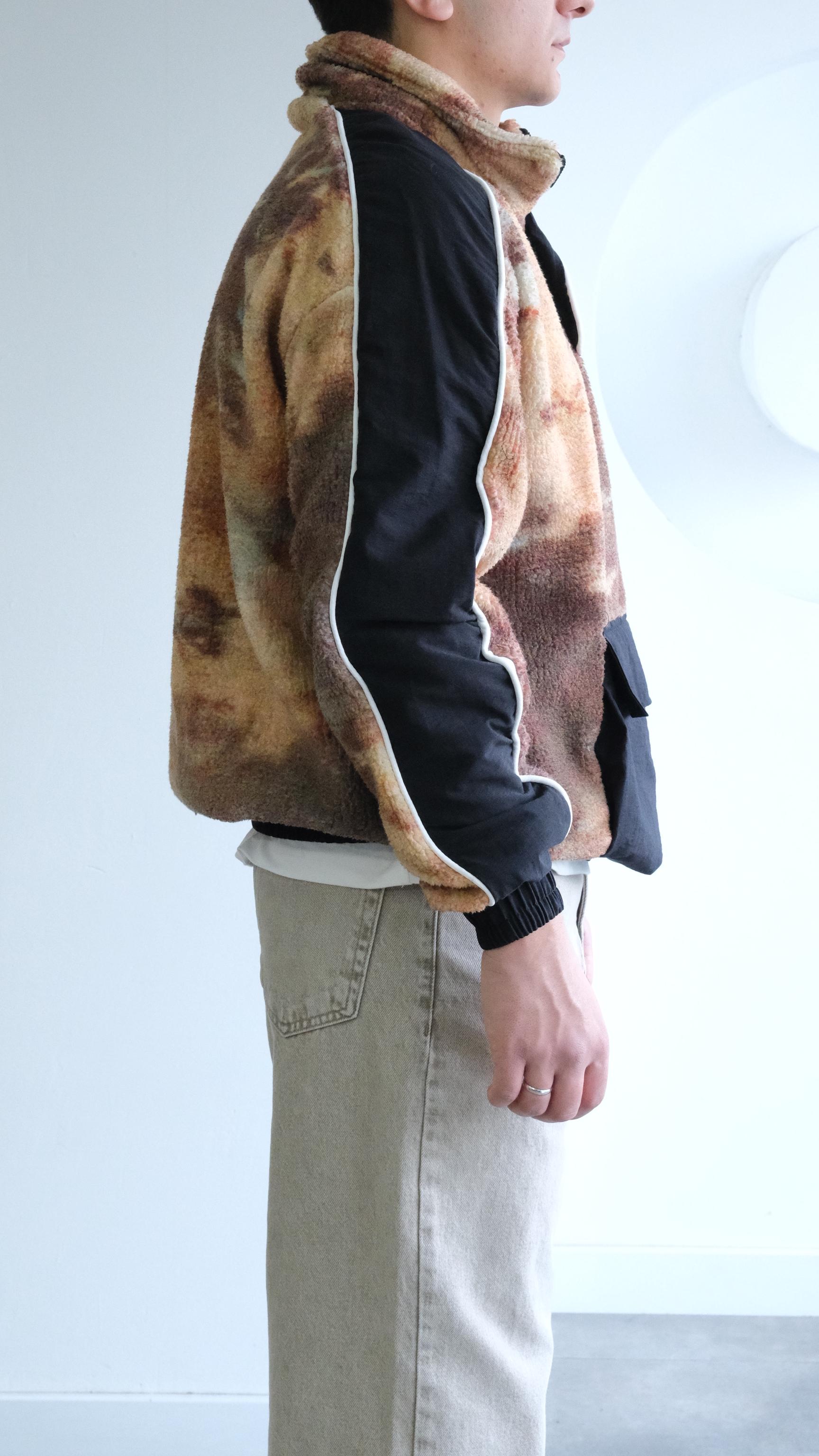 Kahve Desenli Dik Yaka Peluş Sweat