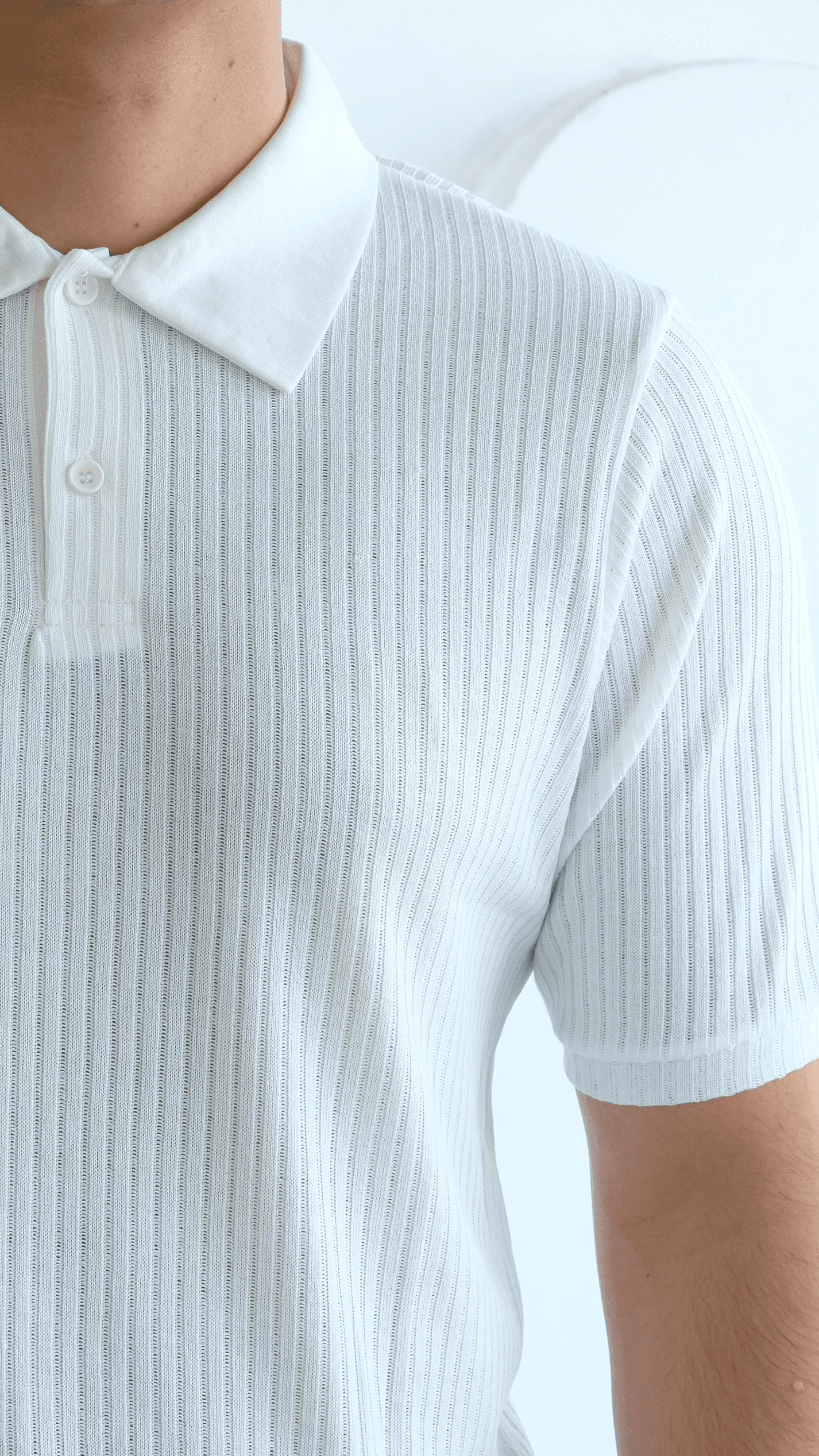 Beyaz Fitilli Polo Yaka Tshirt