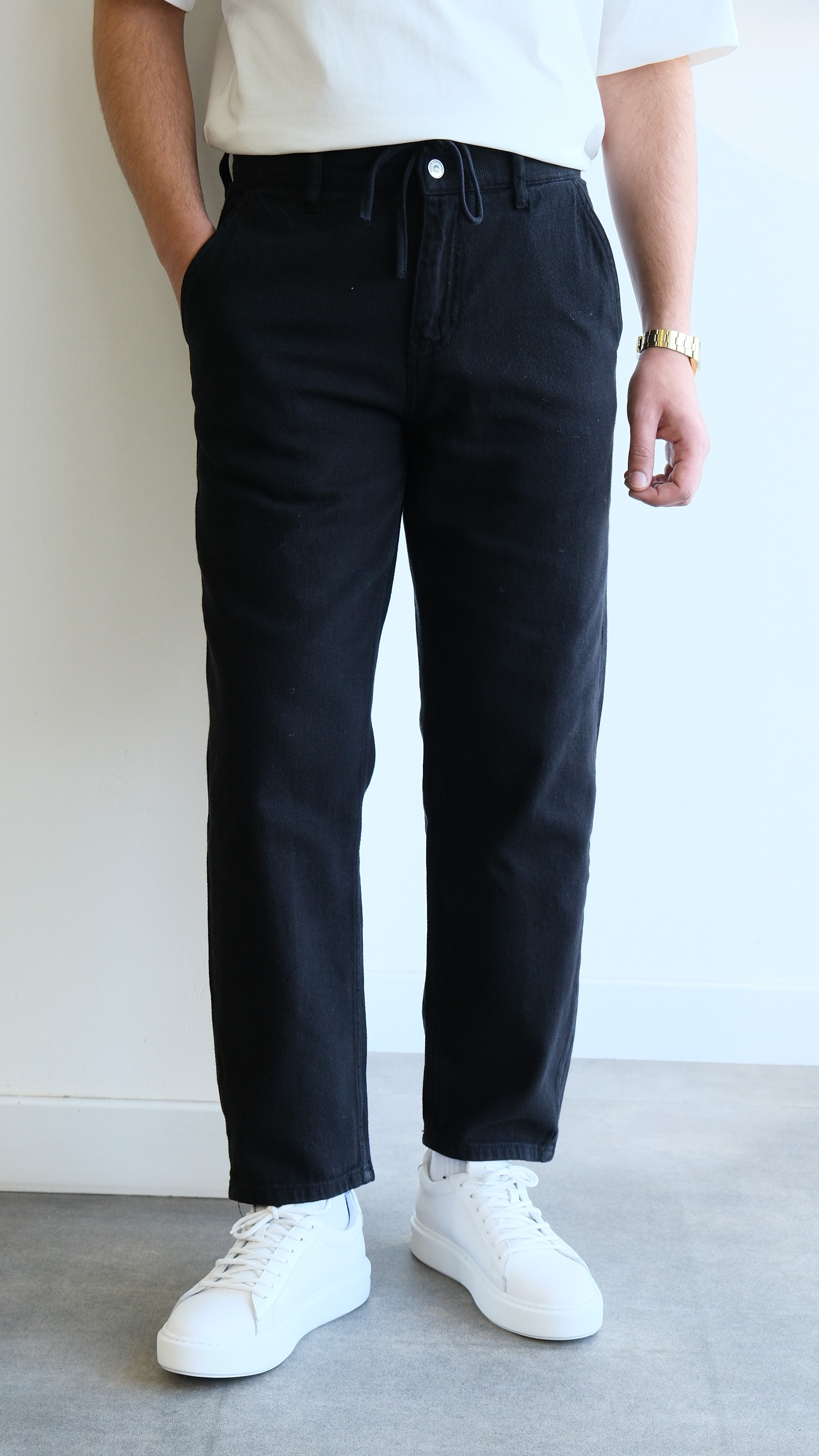 Siyah Boyfriend Gabardin Pantolon