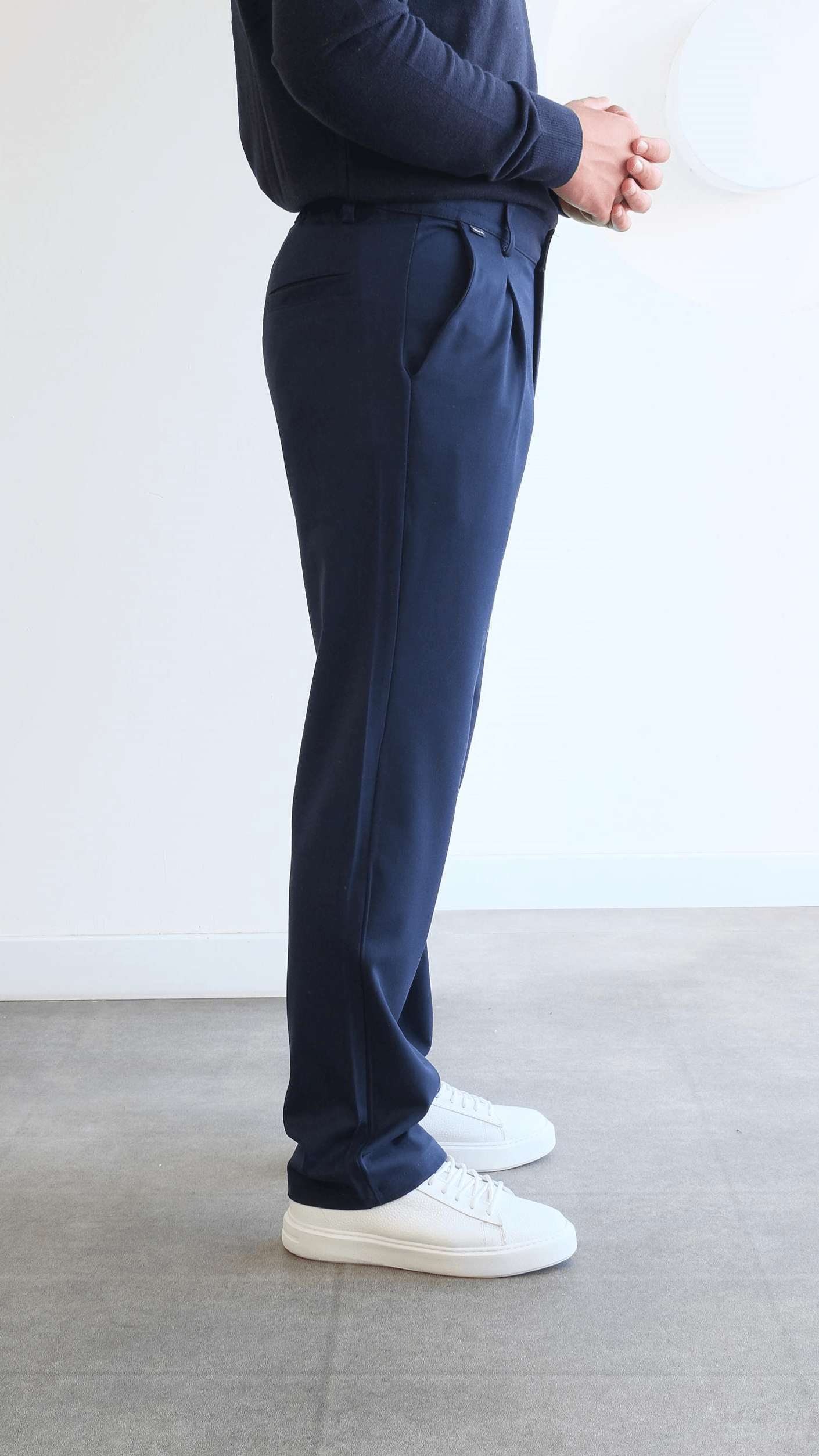 Lacivert Pileli Baggy Kumaş Pantolon