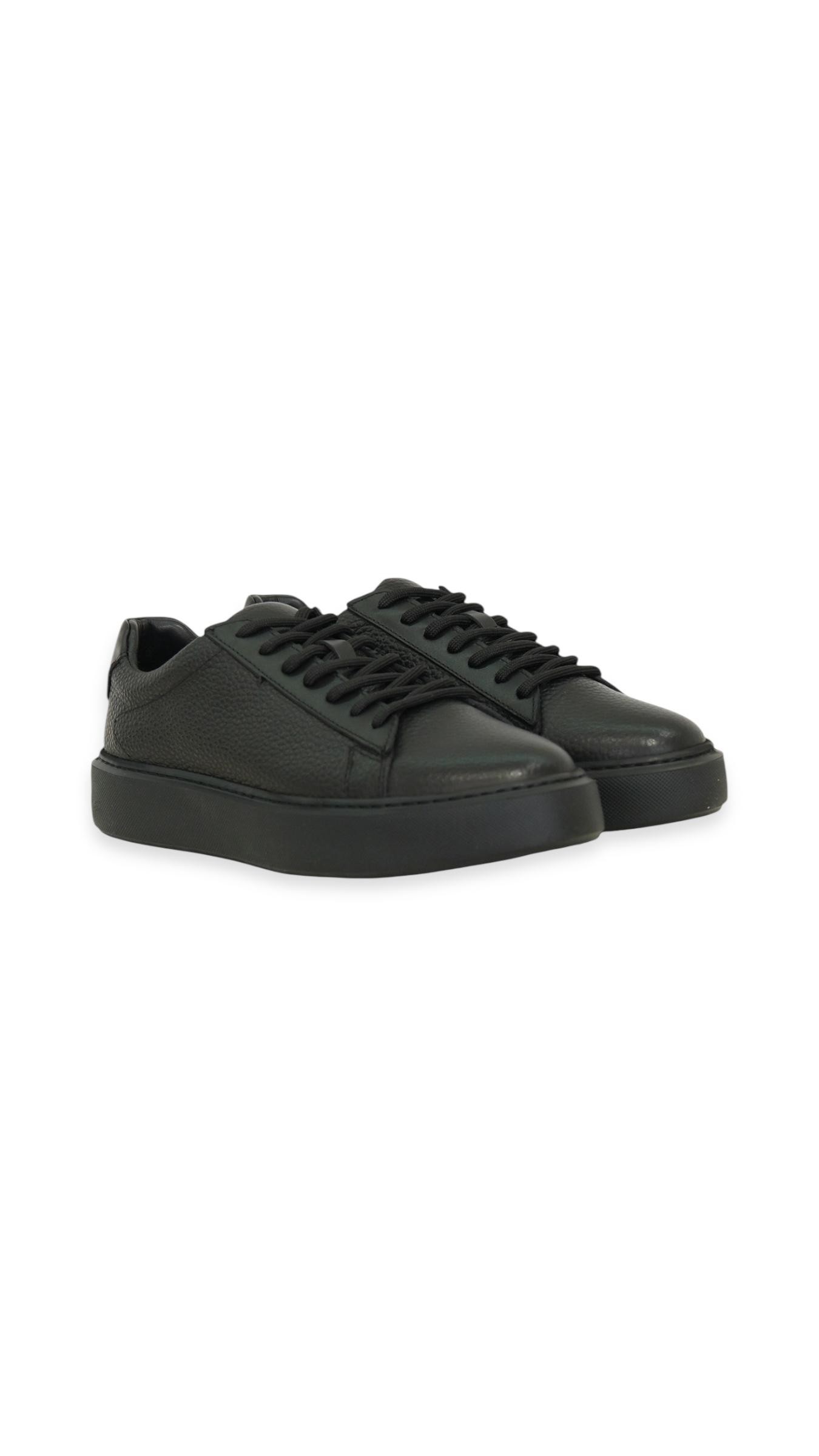 Hakiki Deri Siyah Sneaker Ayakkabı
