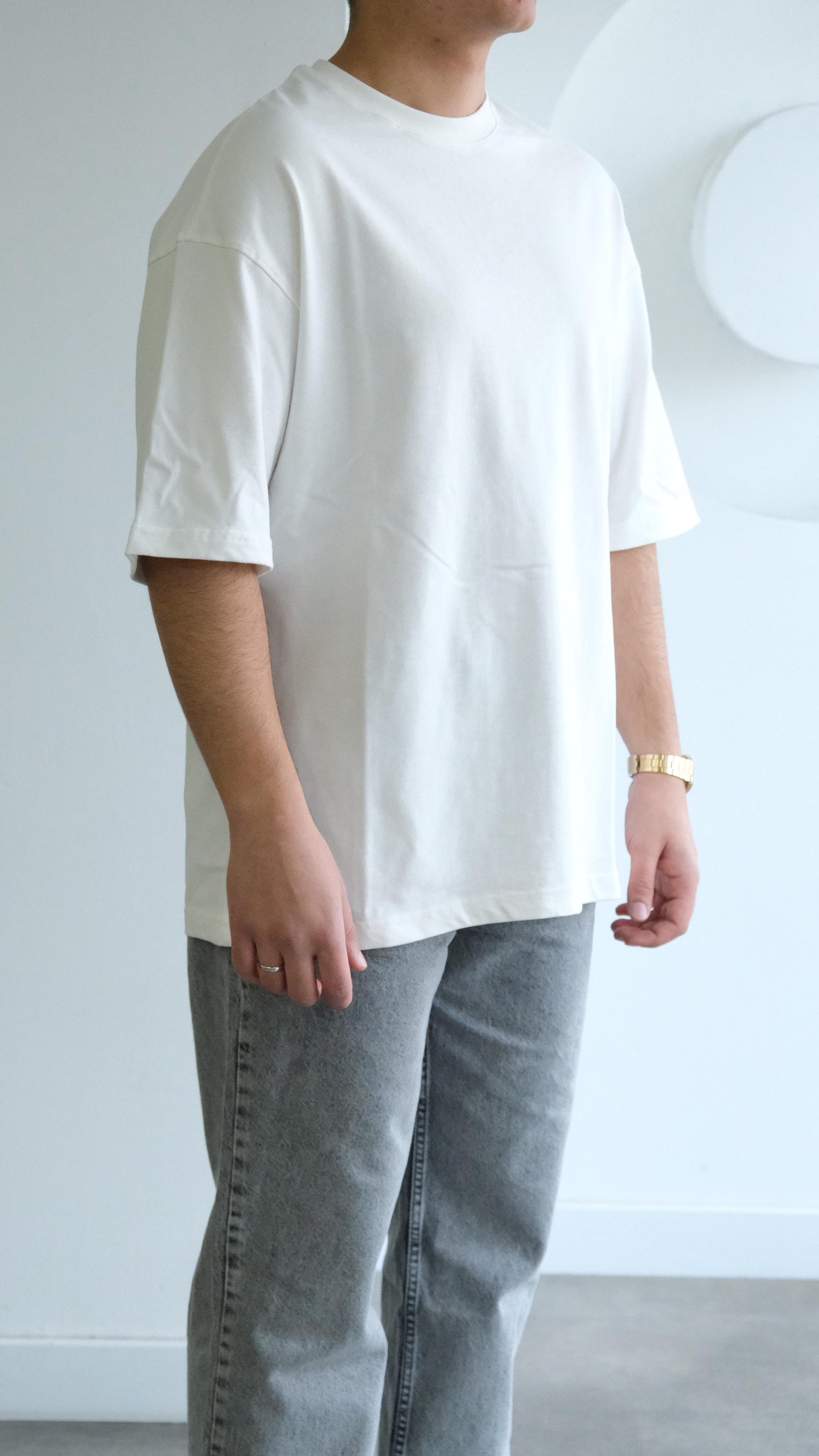 Beyaz Oversize Basıc Tshirt