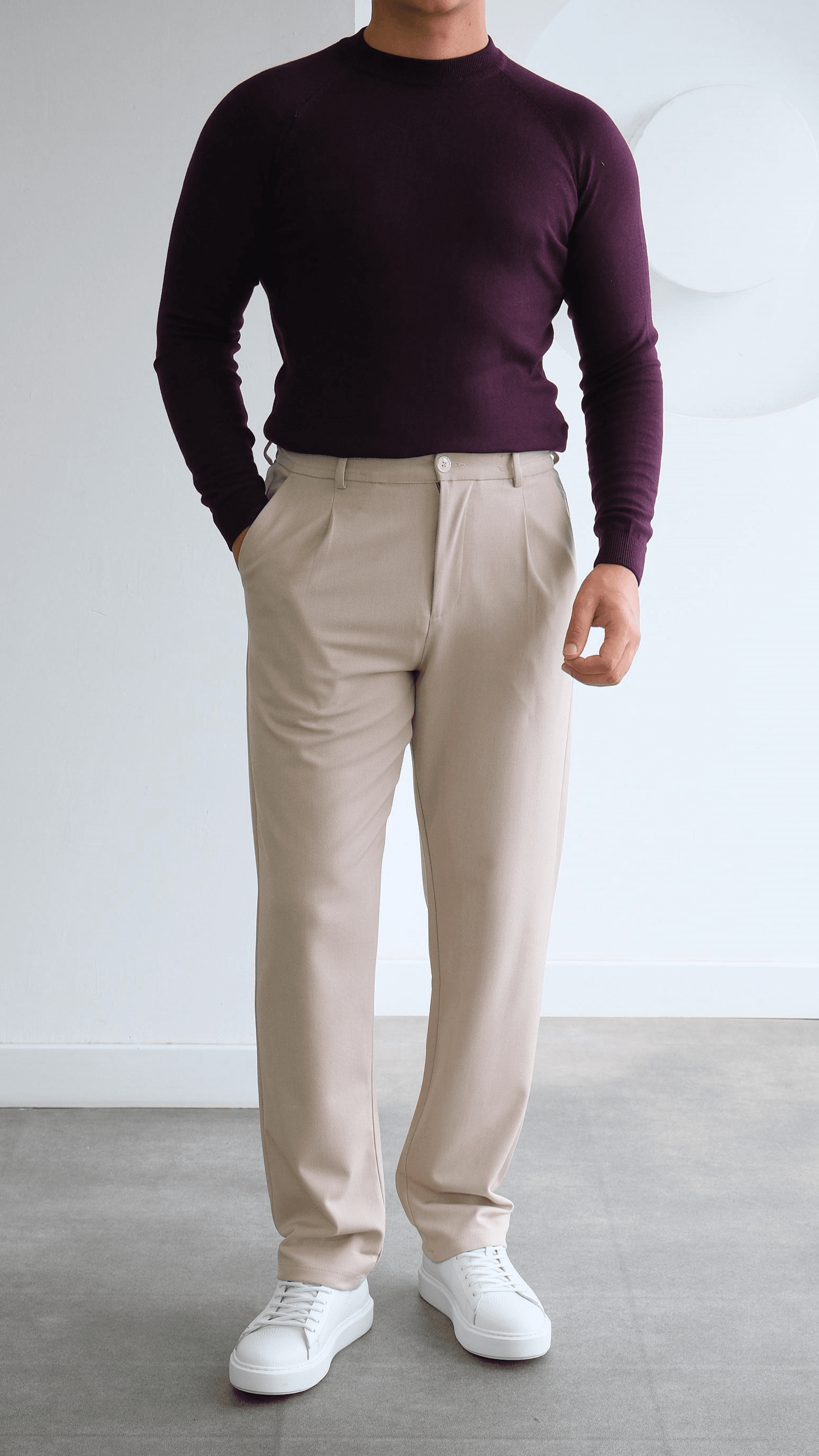 Bordo Premium Yarım Boğazlı Triko