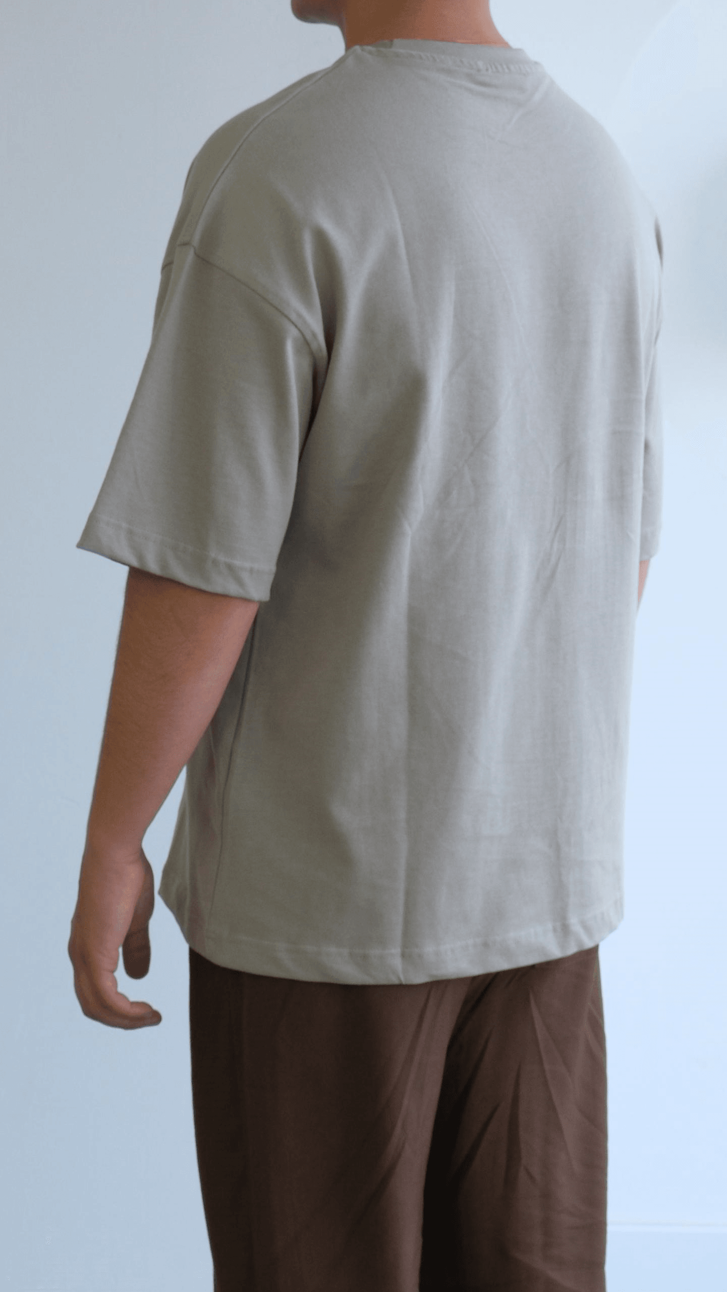 Bej Oversize Basıc Tshirt