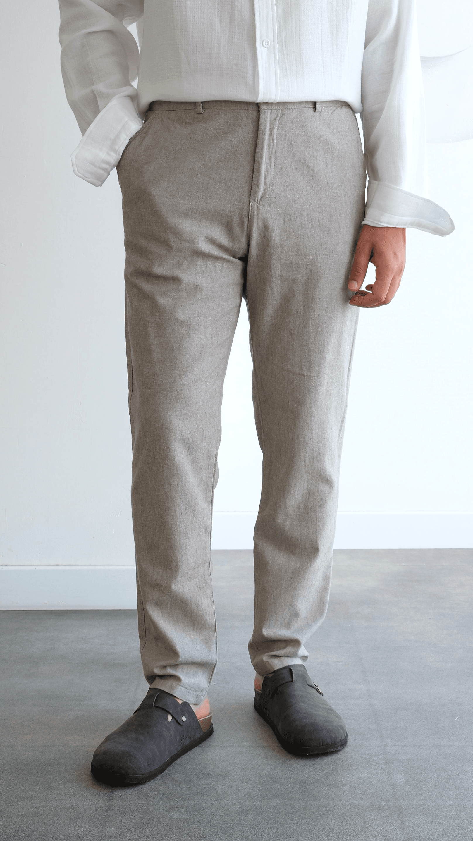Taupe Regular Keten Pantolon