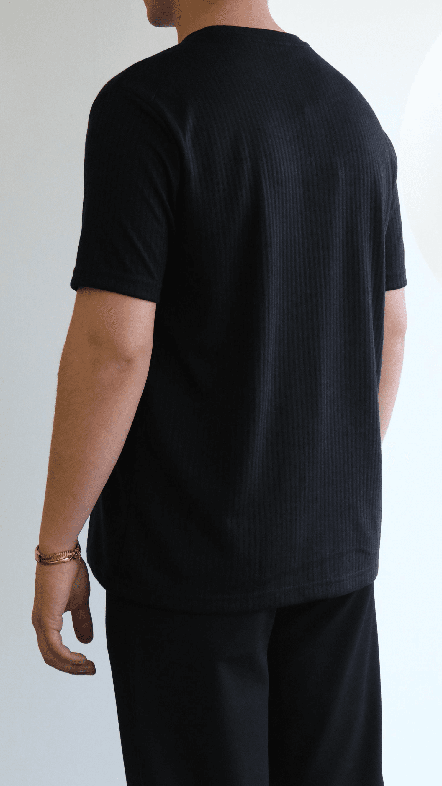 Siyah Fitilli Basıc Tshirt