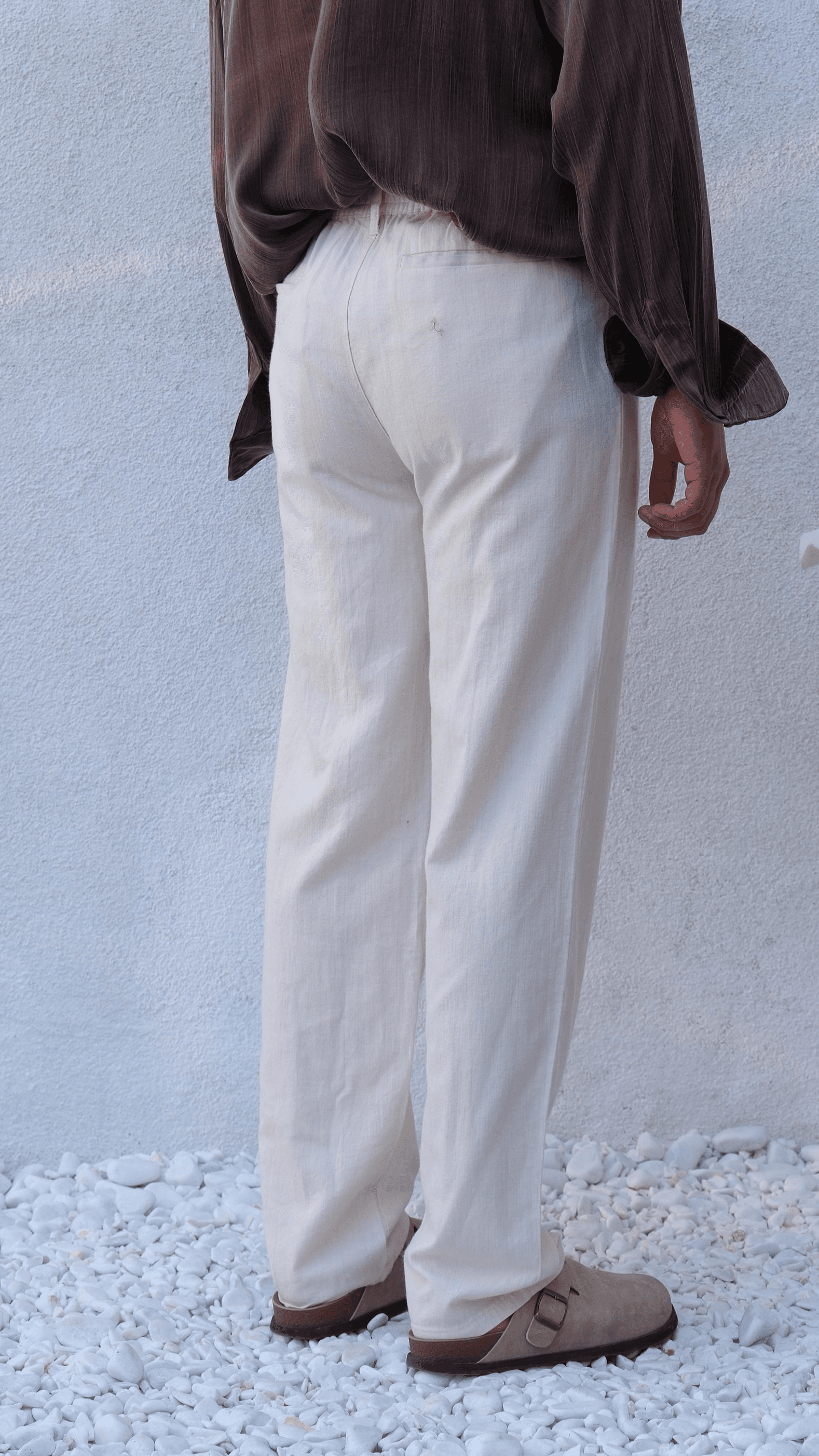 Bej Baggy Keten Pantolon