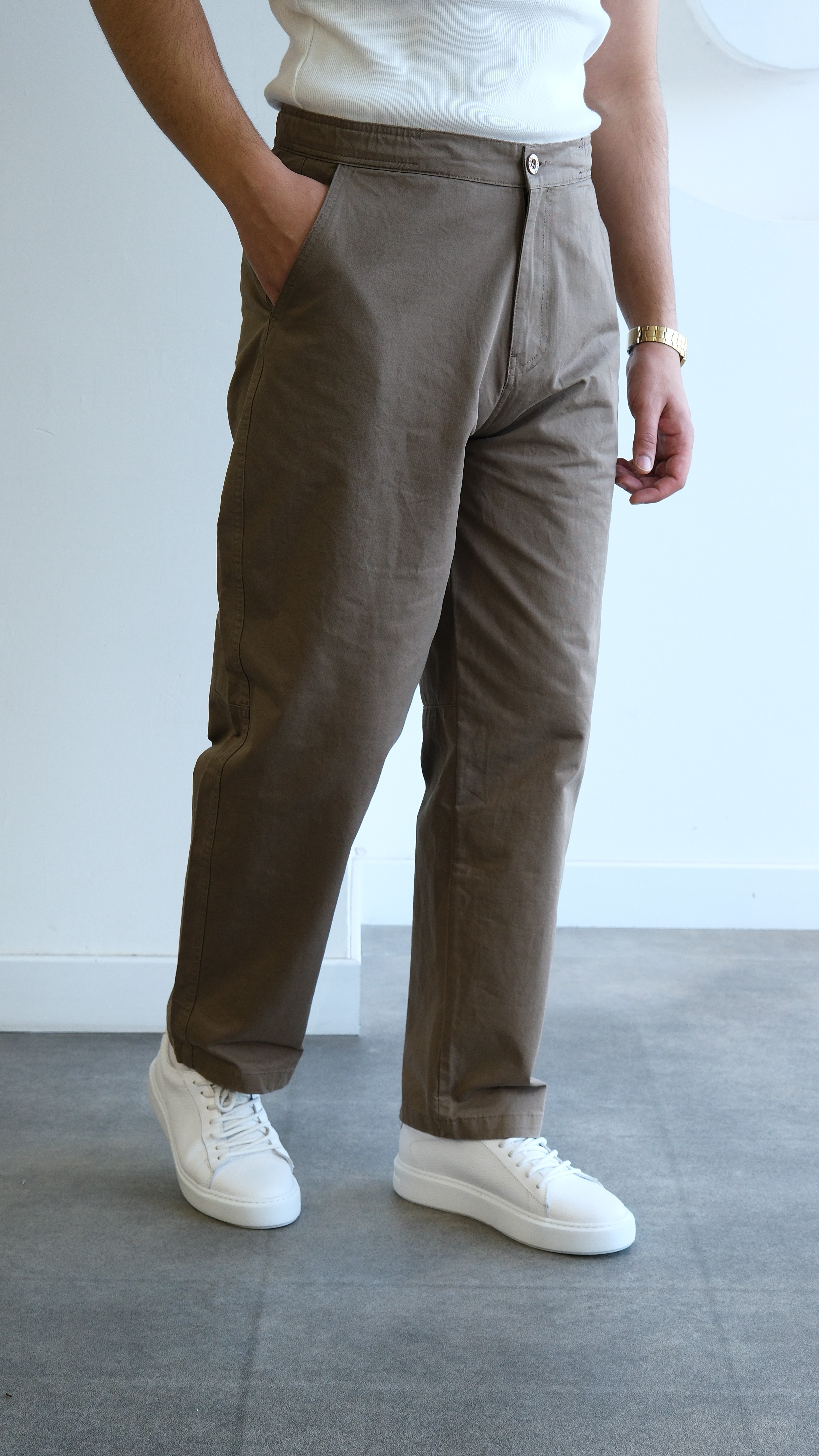 Kahve Baggy Kanvas Pantolon