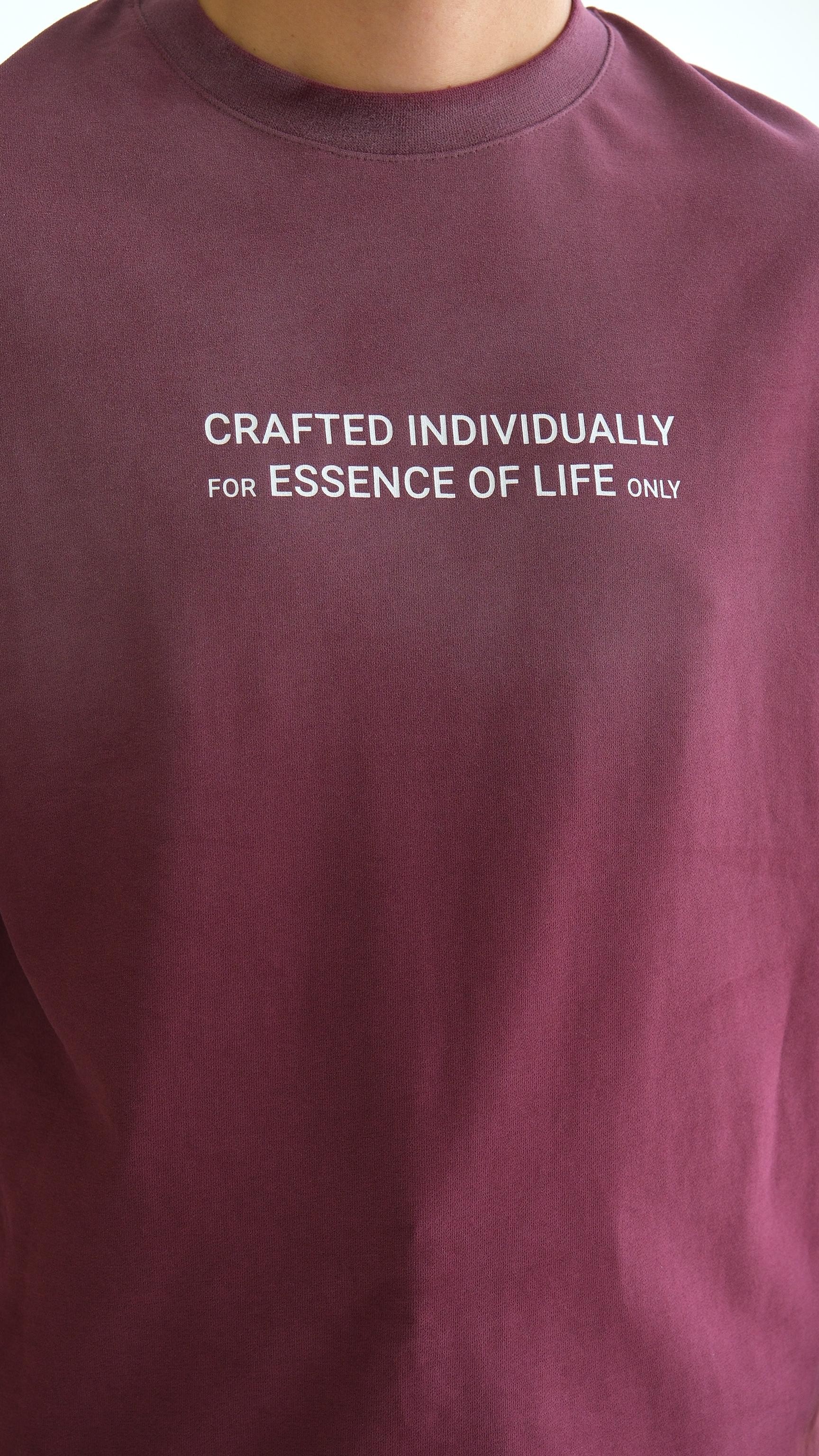 Bordo Yazı Baskılı Yıkamalı Tshirt
