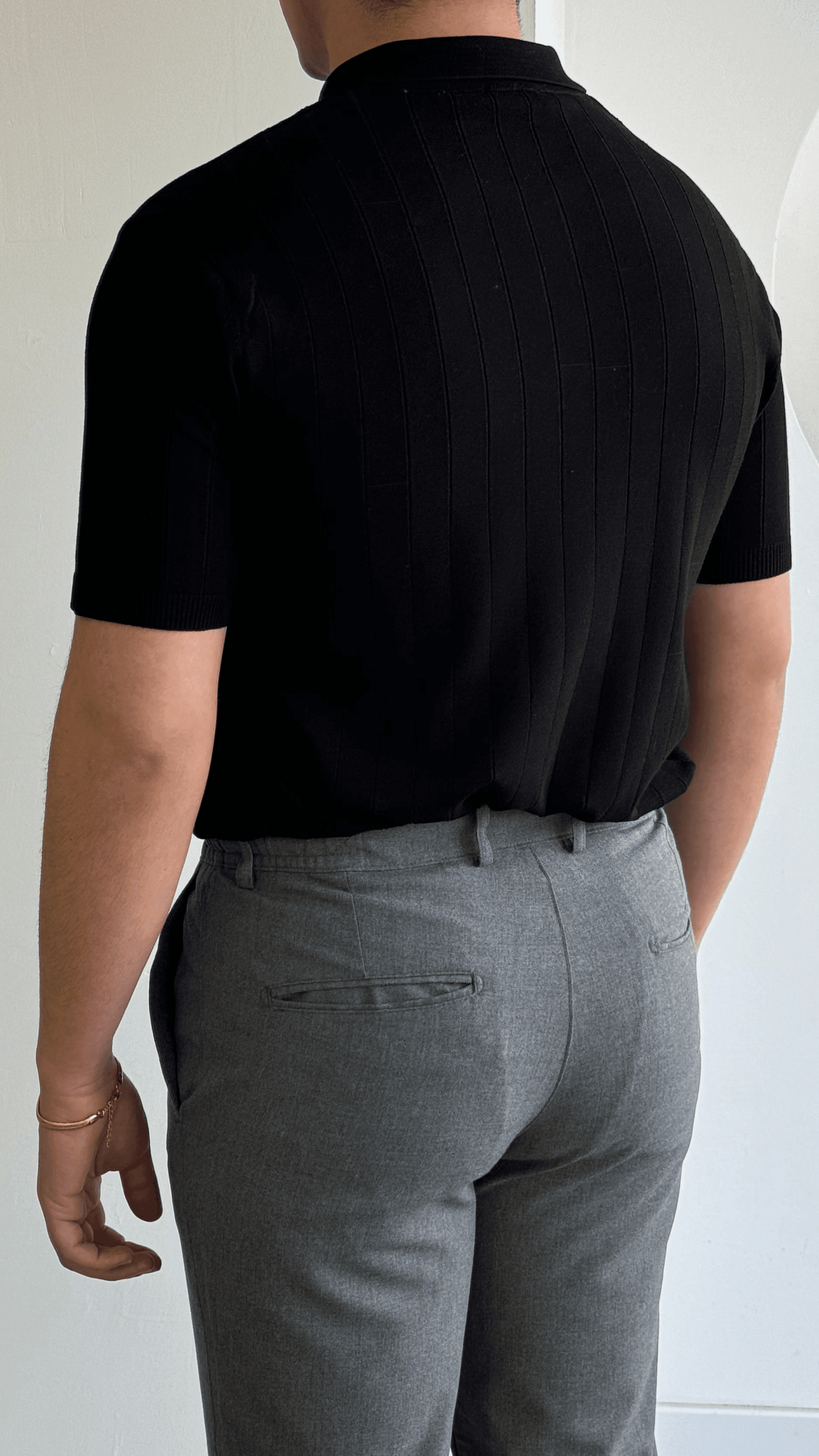 Siyah Şeritli Polo Yaka Triko