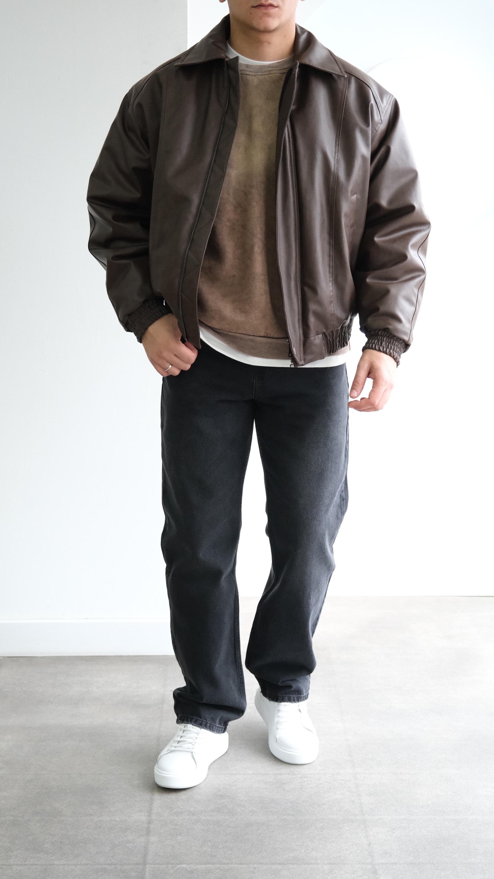 Kahve Bomber Deri Ceket