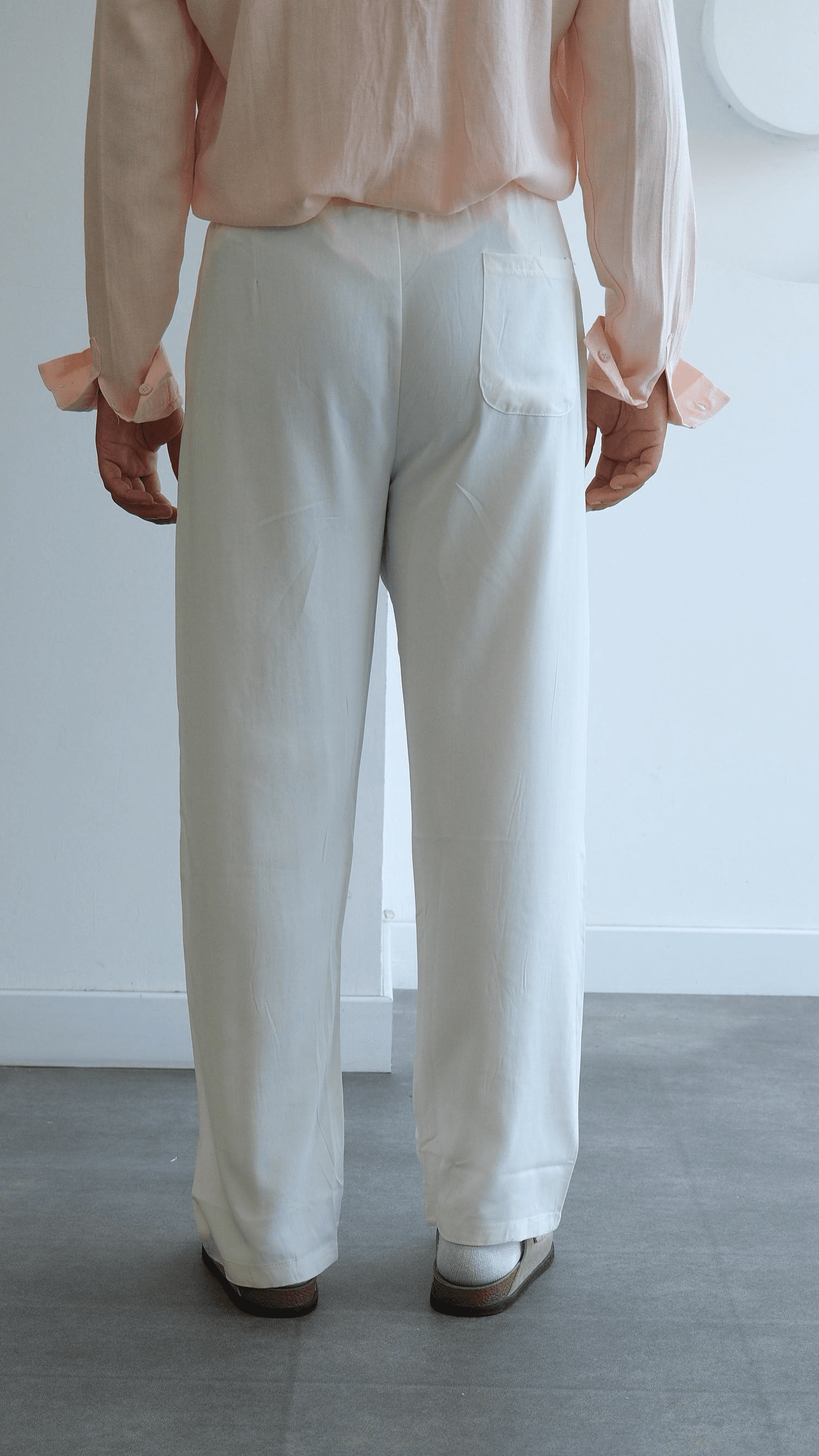 Beyaz Baggy Modal Pantolon