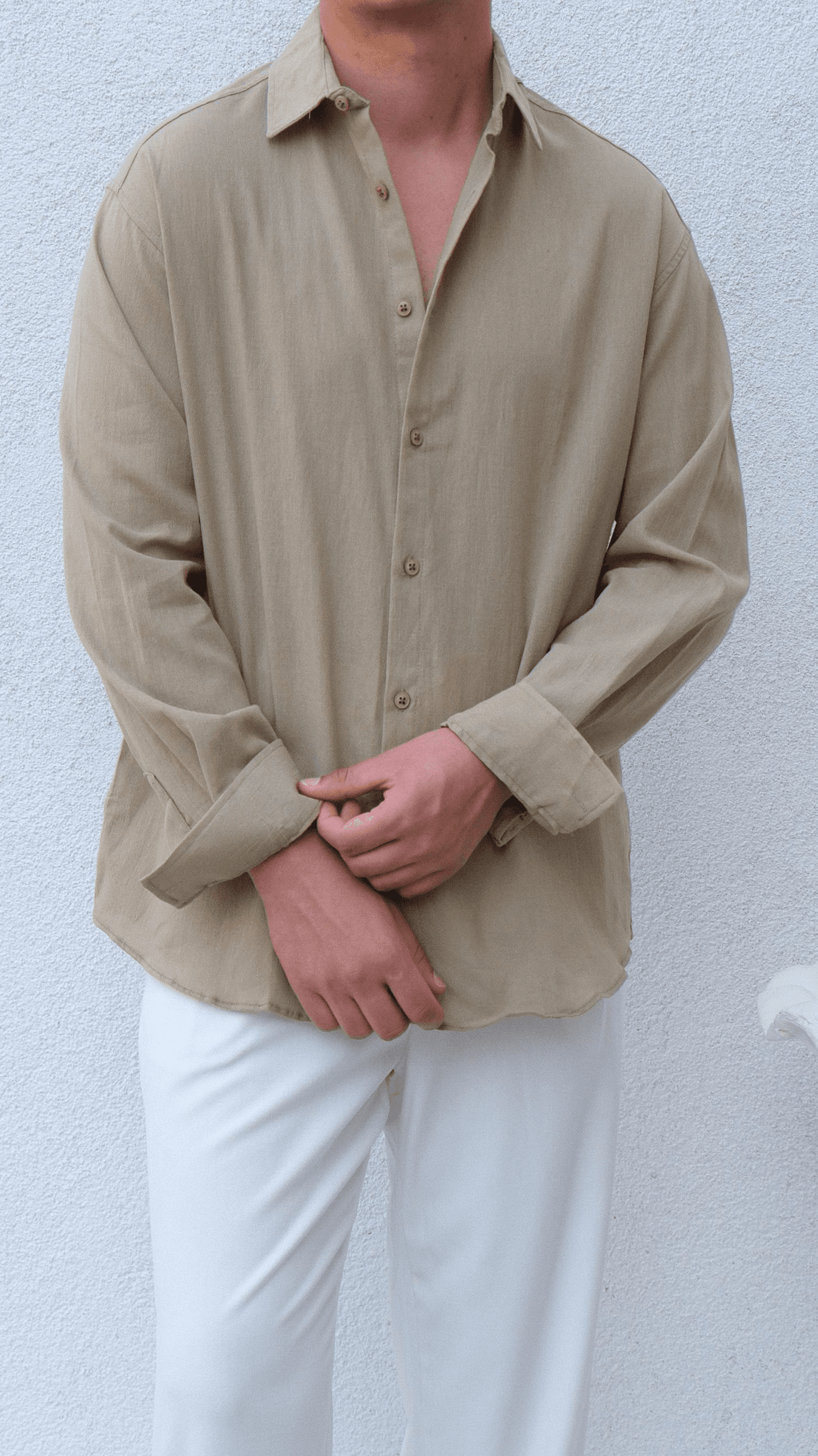 Haki Oversize Krinkıl  Gömlek
