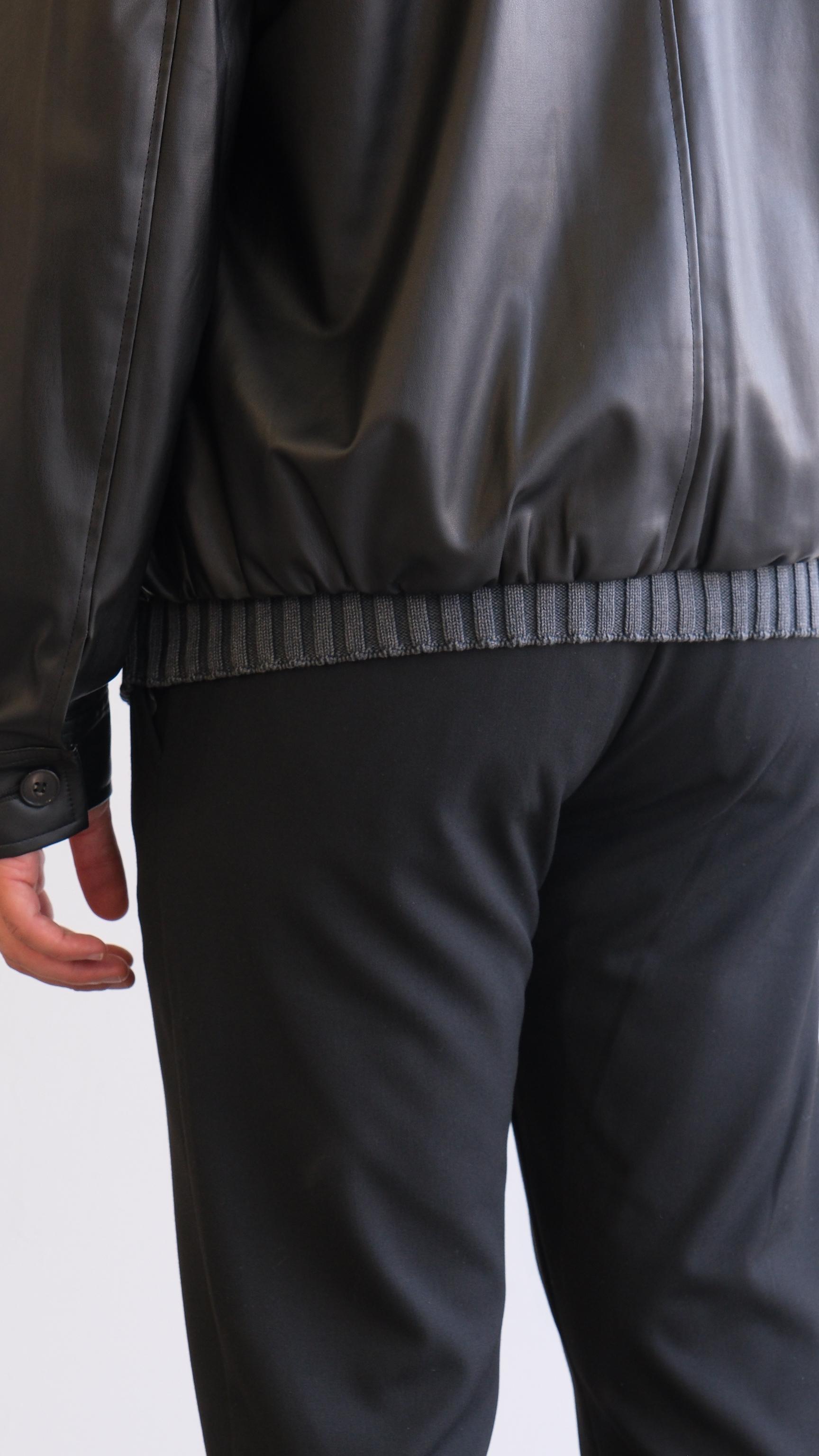 Deri Siyah Bomber Ceket
