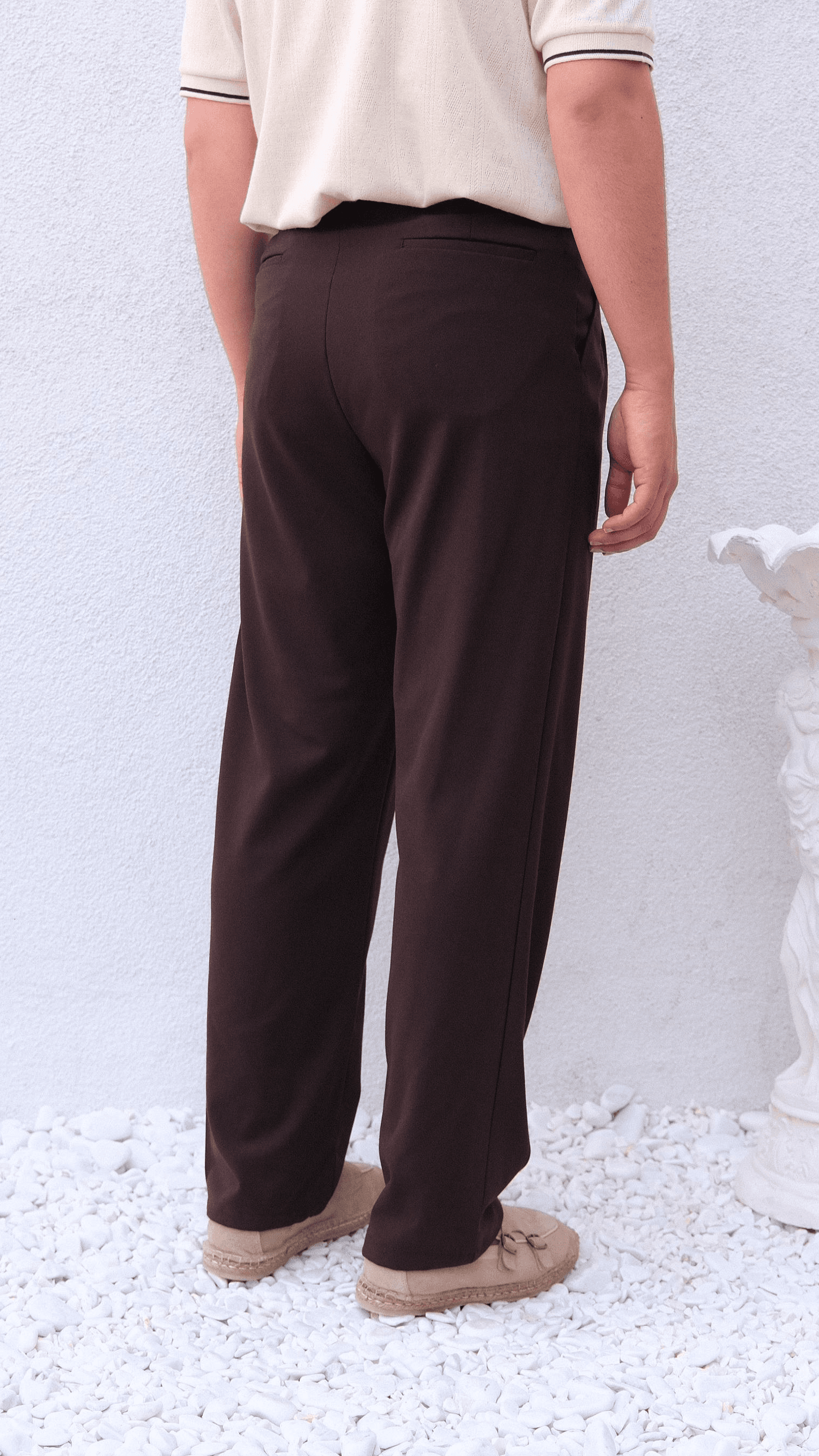 Acı Kahve Pileli Baggy Kumaş Pantolon