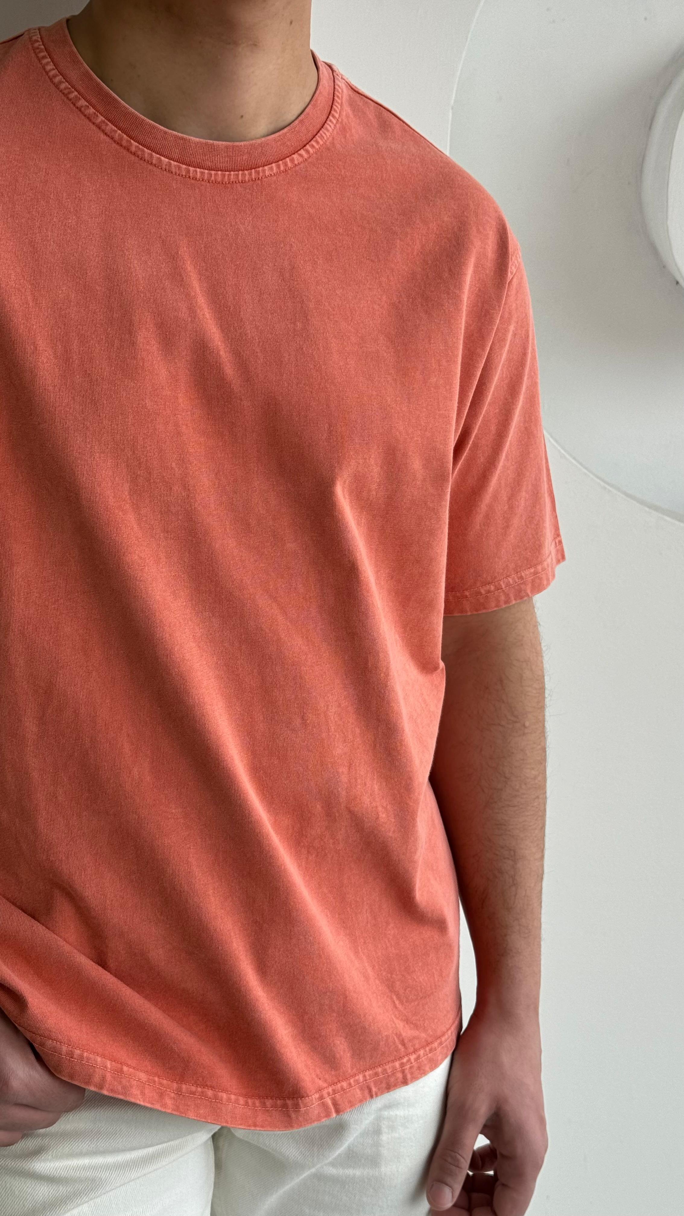 Yıkamaları Mercan Rengi  Tshirt