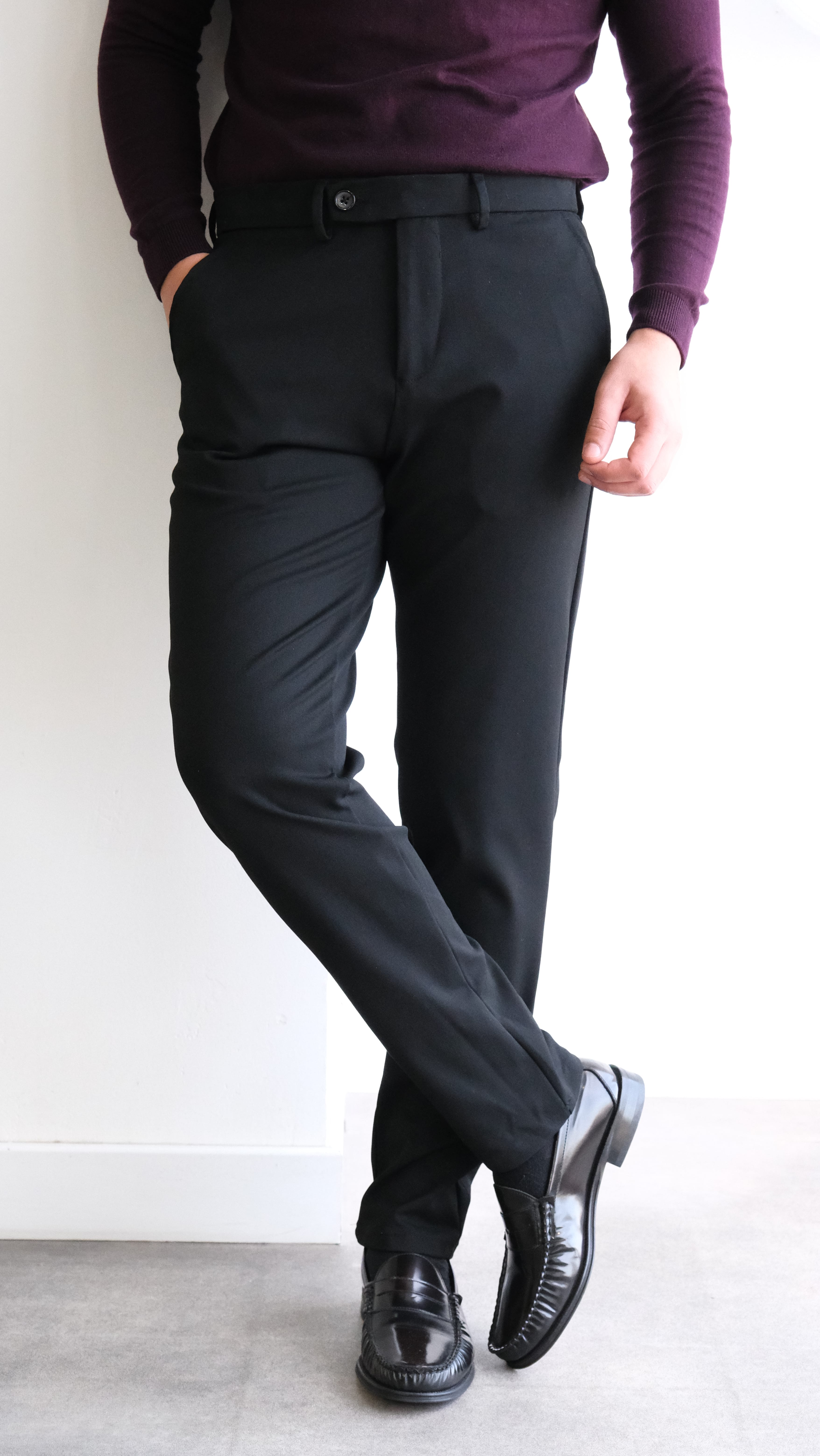 Siyah Klasik Kesim Kumaş Pantolon