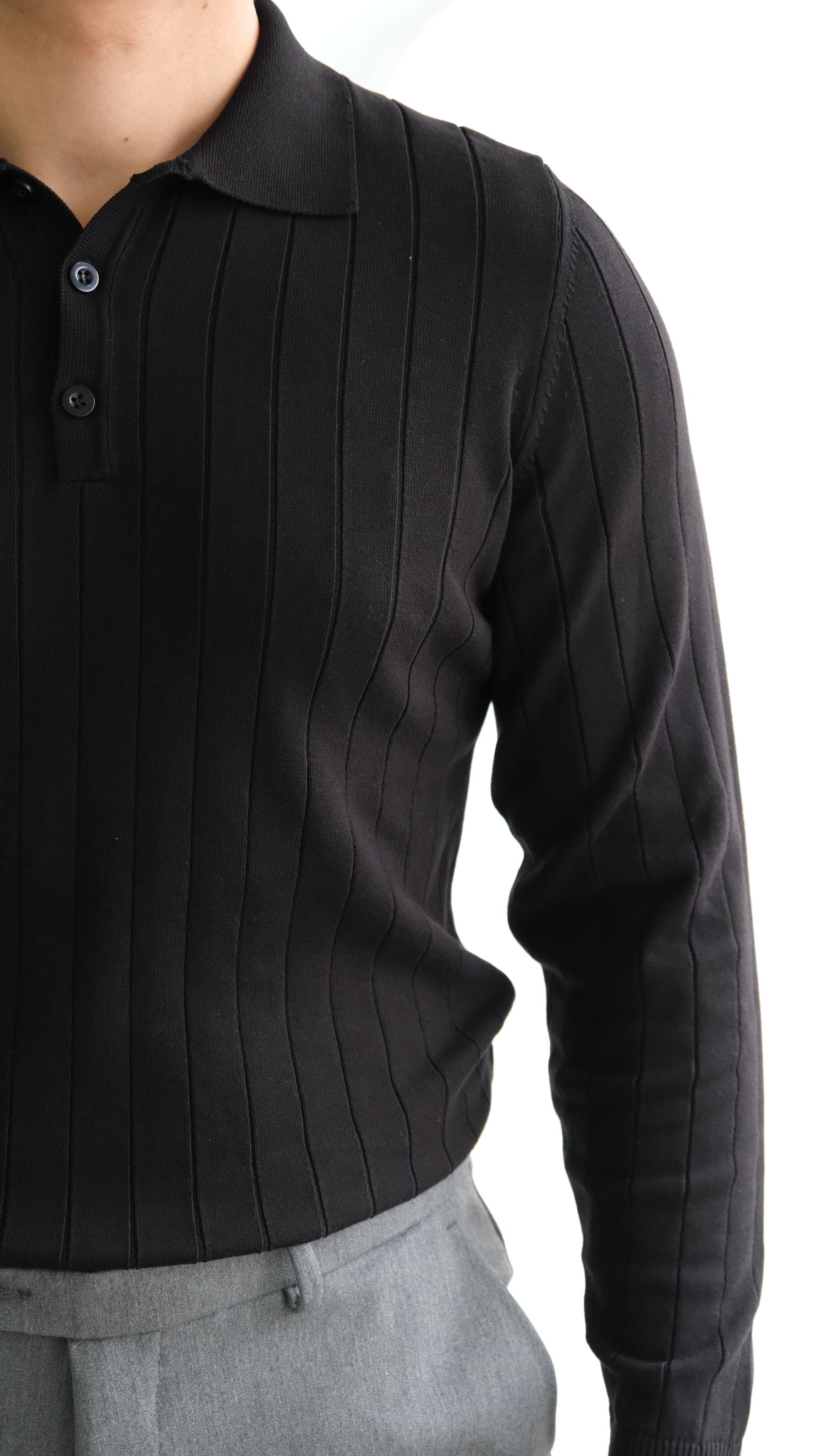 Polo Yaka Siyah Şeritli Triko