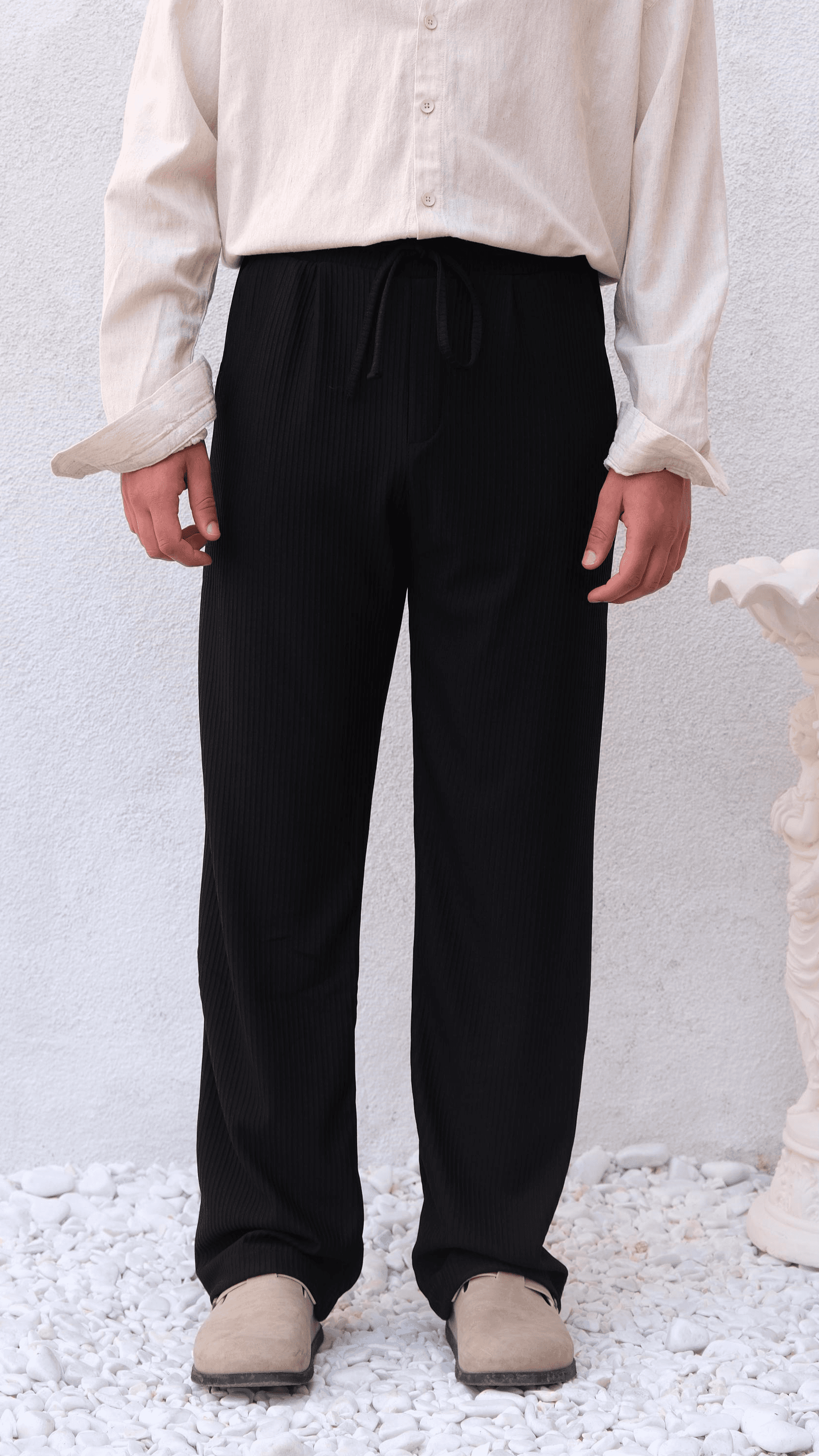 Siyah Fitilli Baggy Eşofman Altı