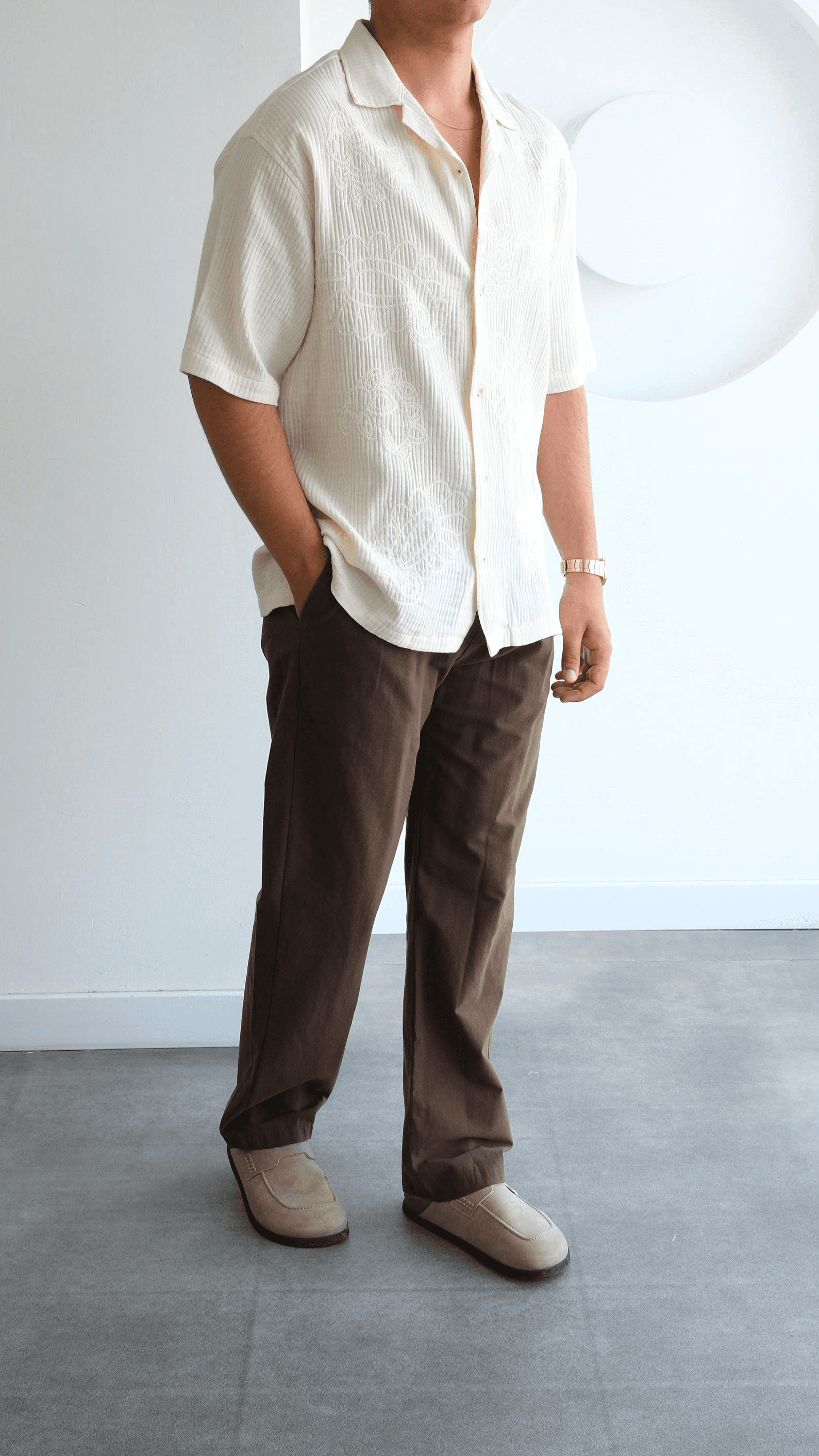 Kahve Yıkamalı Keten Bağcıklı Baggy Pantolon
