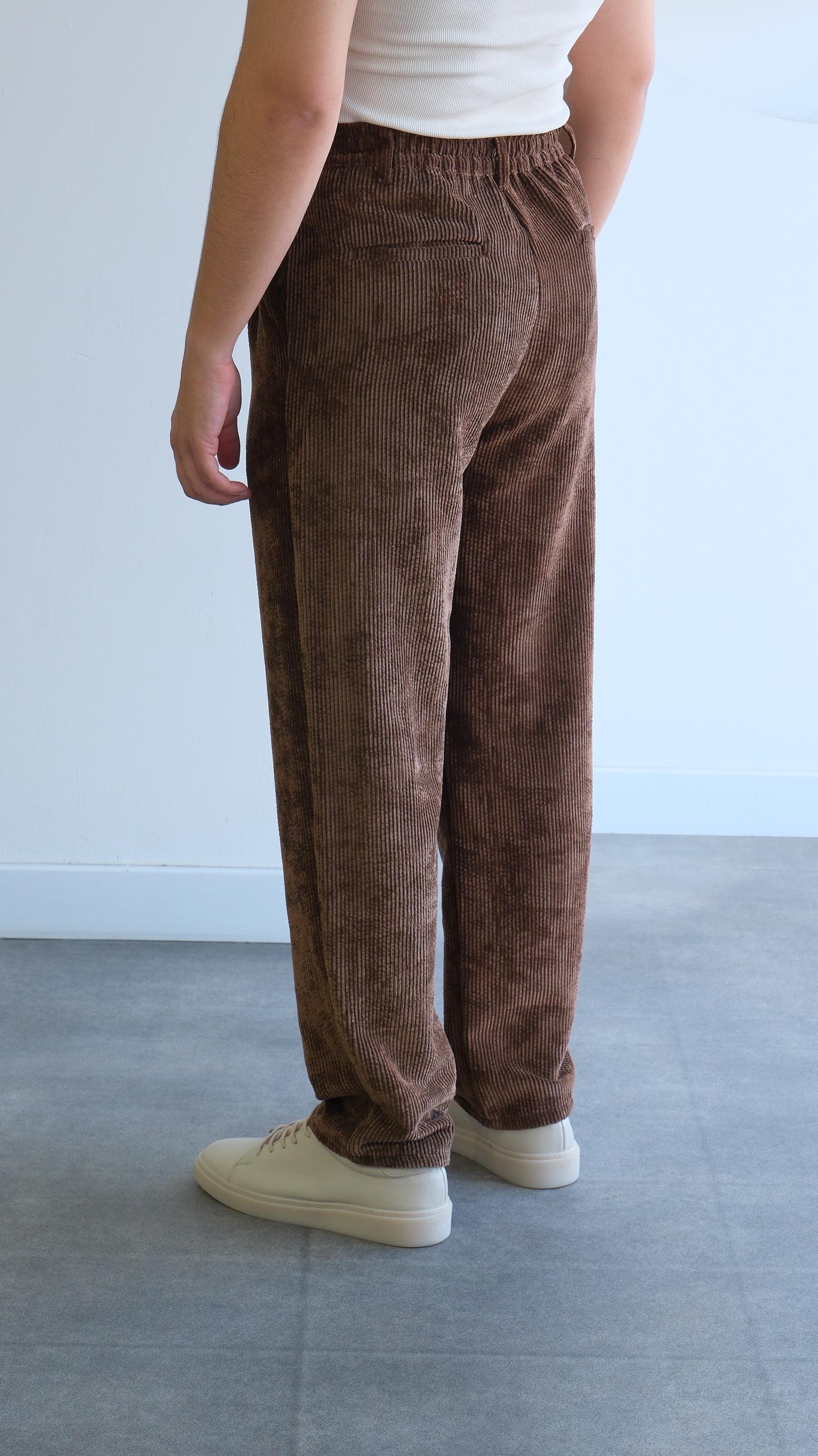 Kahverengi Baggy Kadife Pantolon