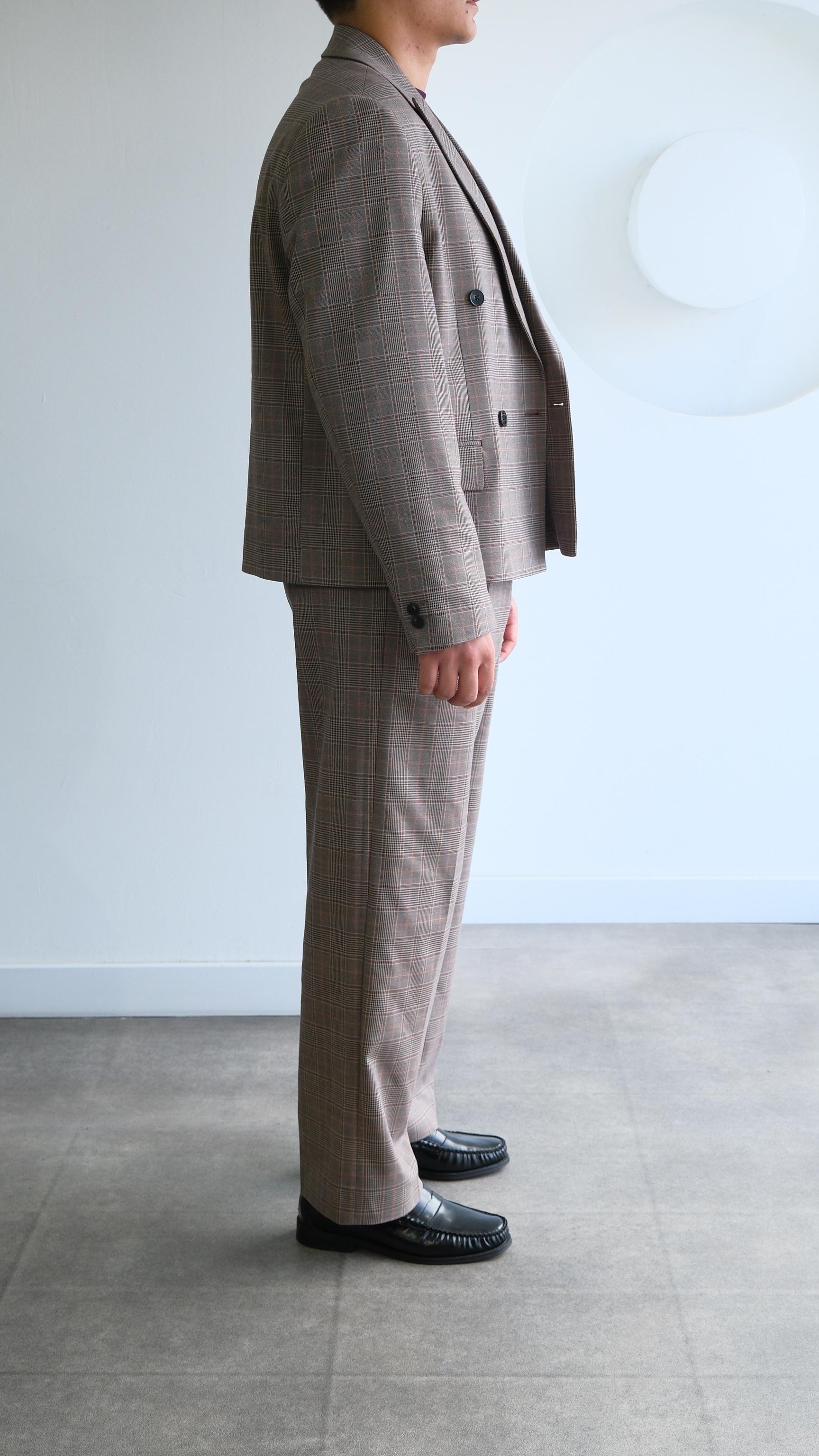 Kahve Ekose Desenli RelaX Crop Fıt Takım Elbise