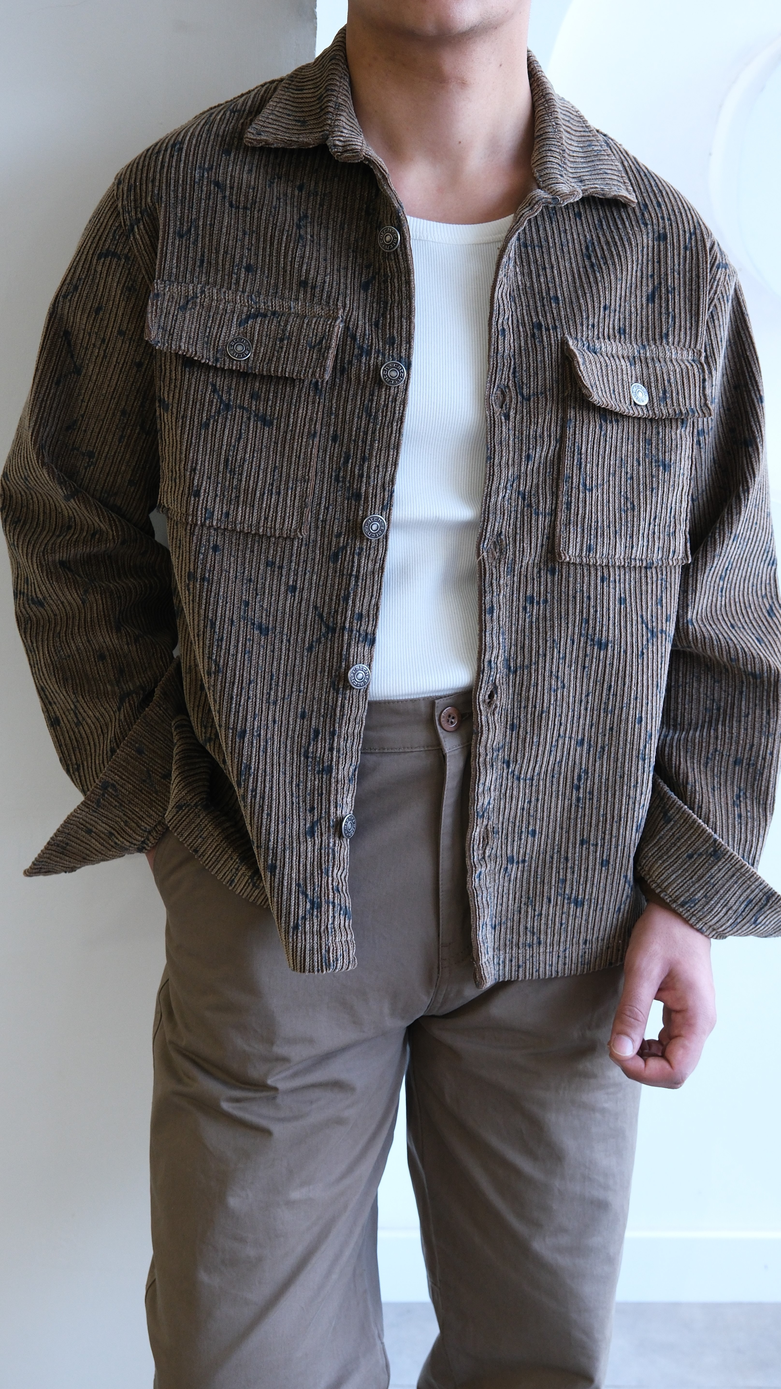 Kahve Desenli Cepli Jakar Gömlek Ceket