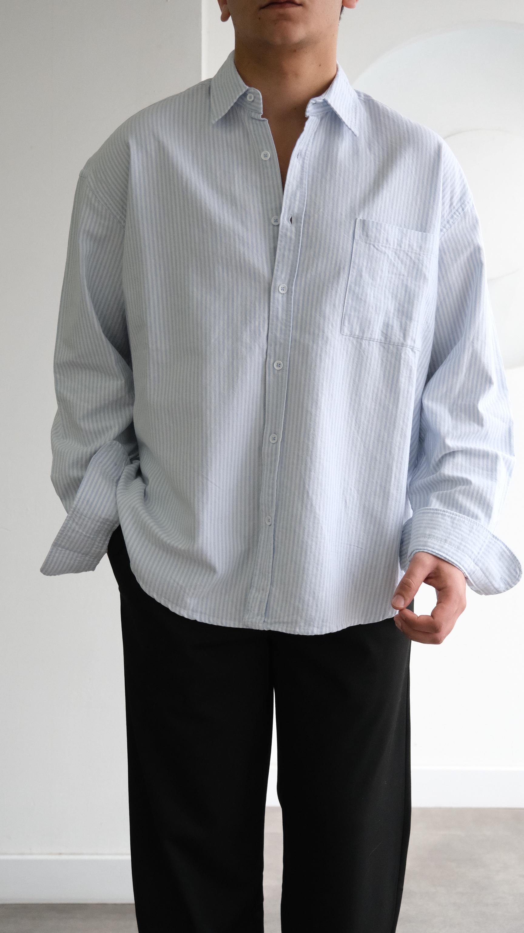 Mavi Çizgili Oxford Gömlek