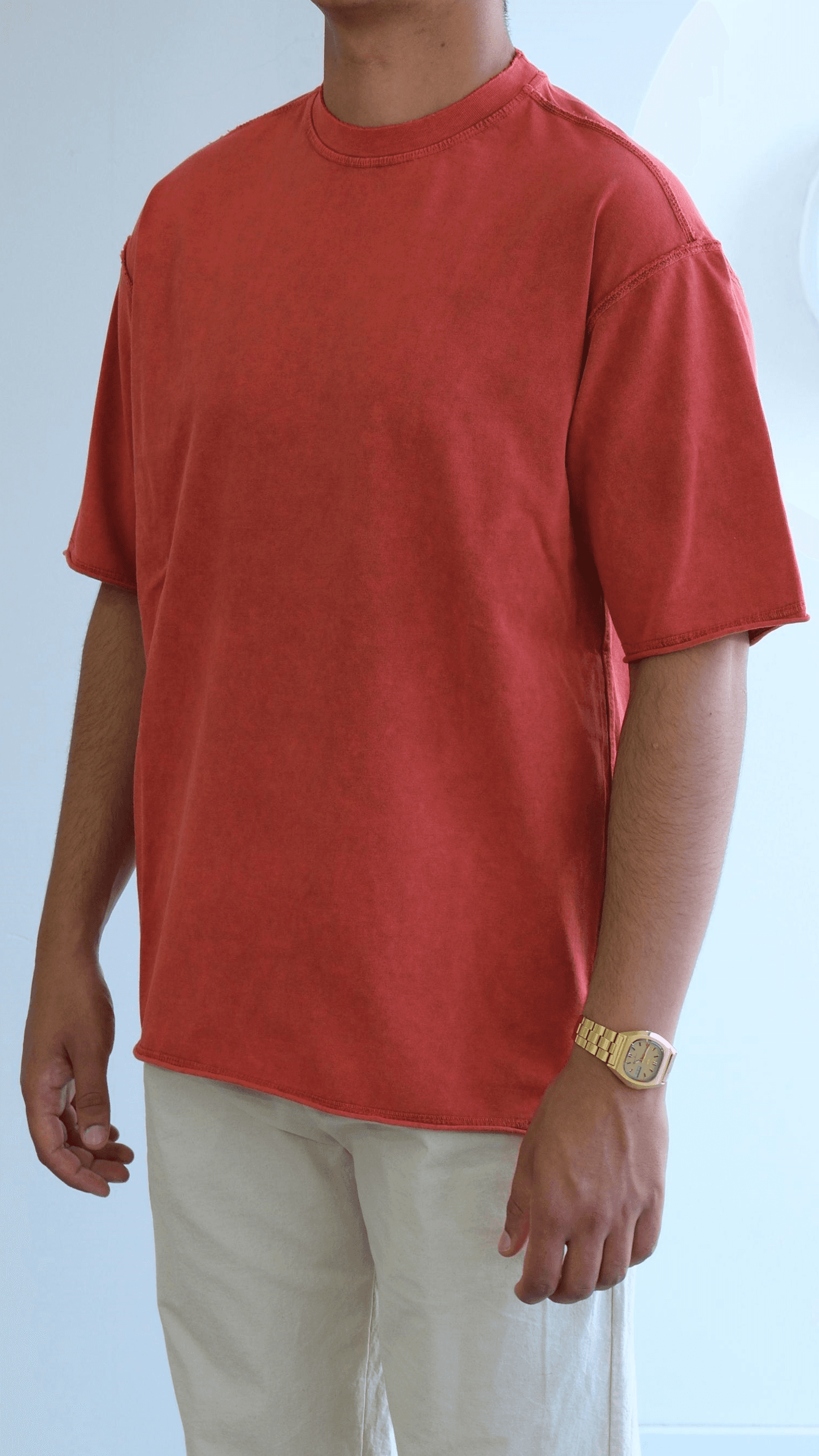 Yıkamalı Mercan Renk Oversize Tshirt