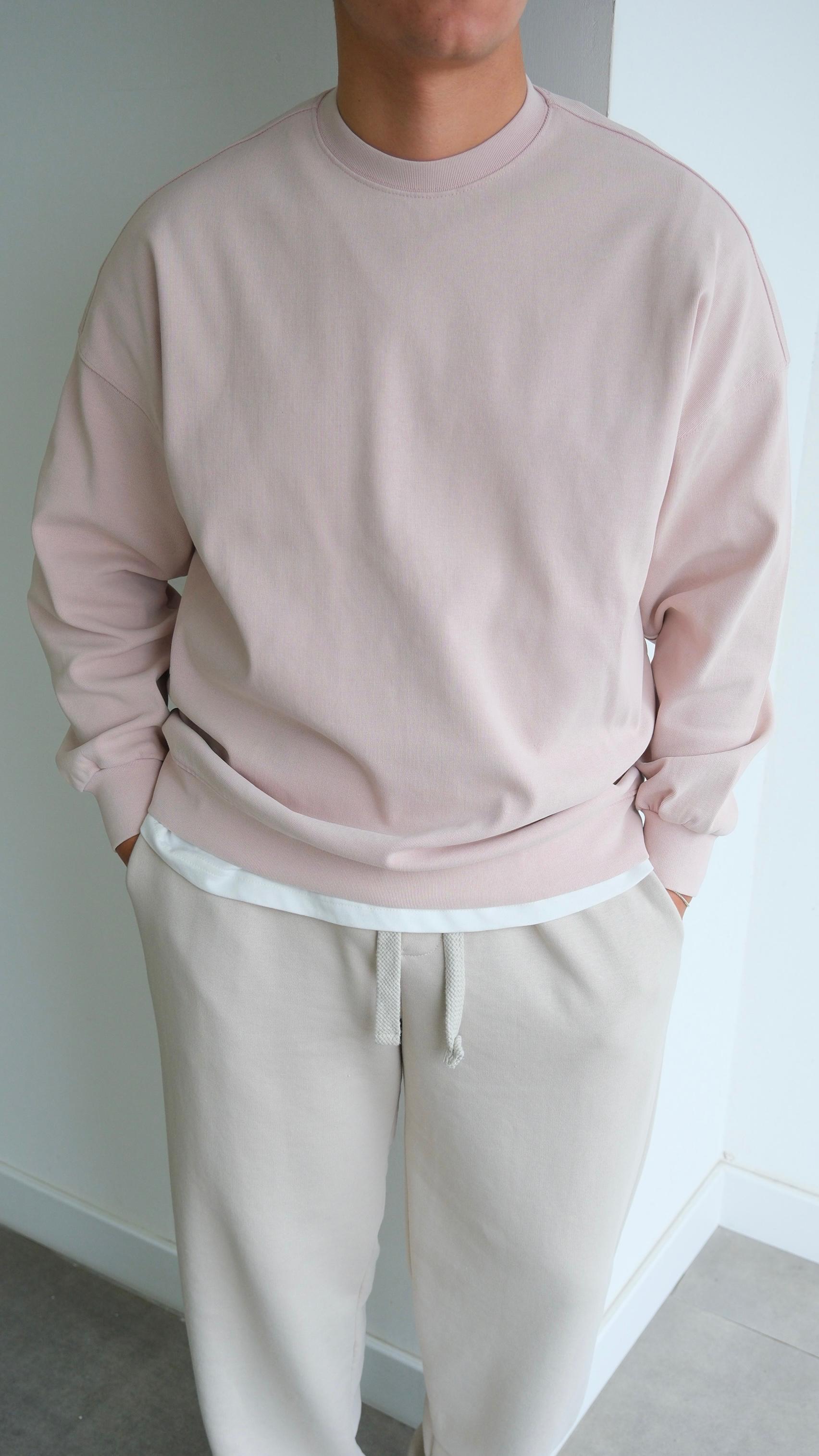 Bisiklet Yaka Toz Pembe Sweat