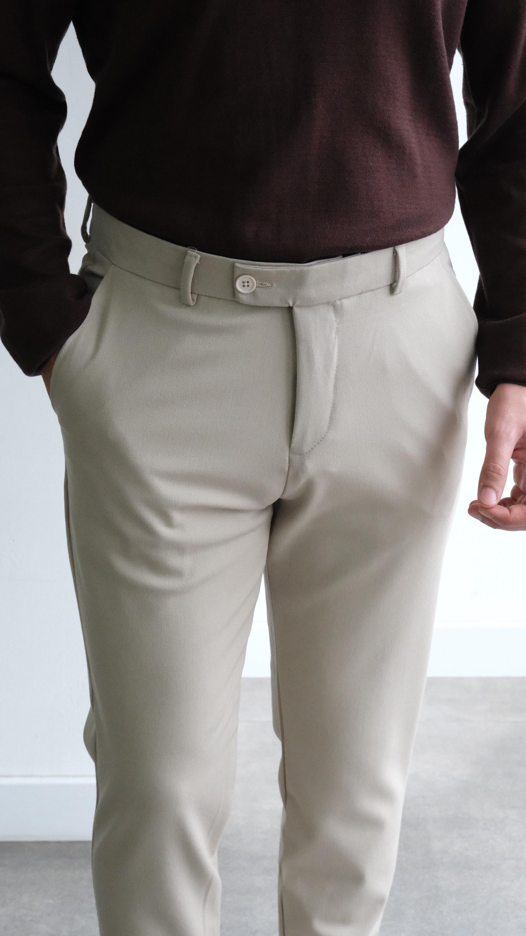 Bej Klasik Kesim Kumaş Pantolon