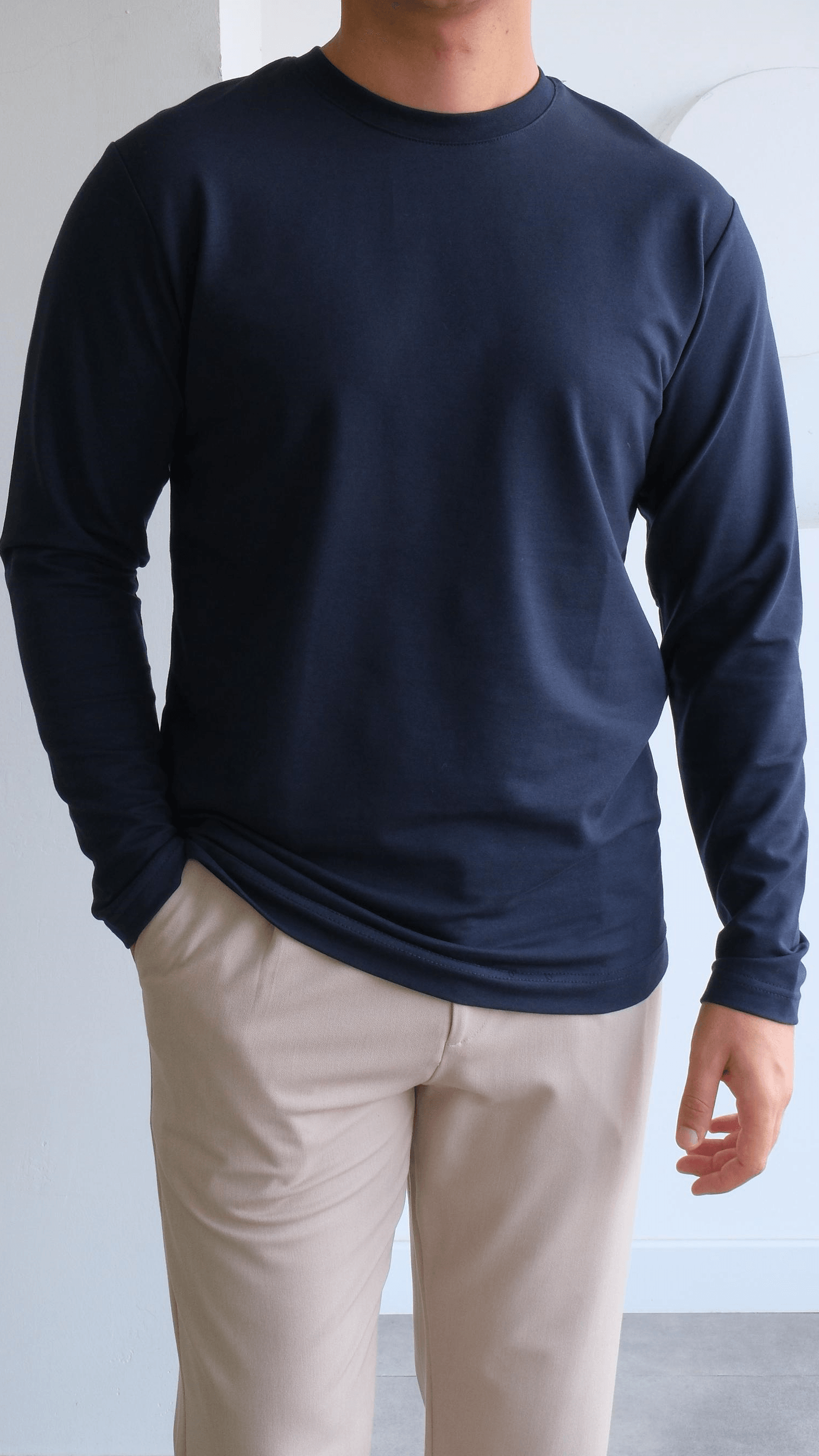 Lacivert Uzunkol Basıc Tshirt