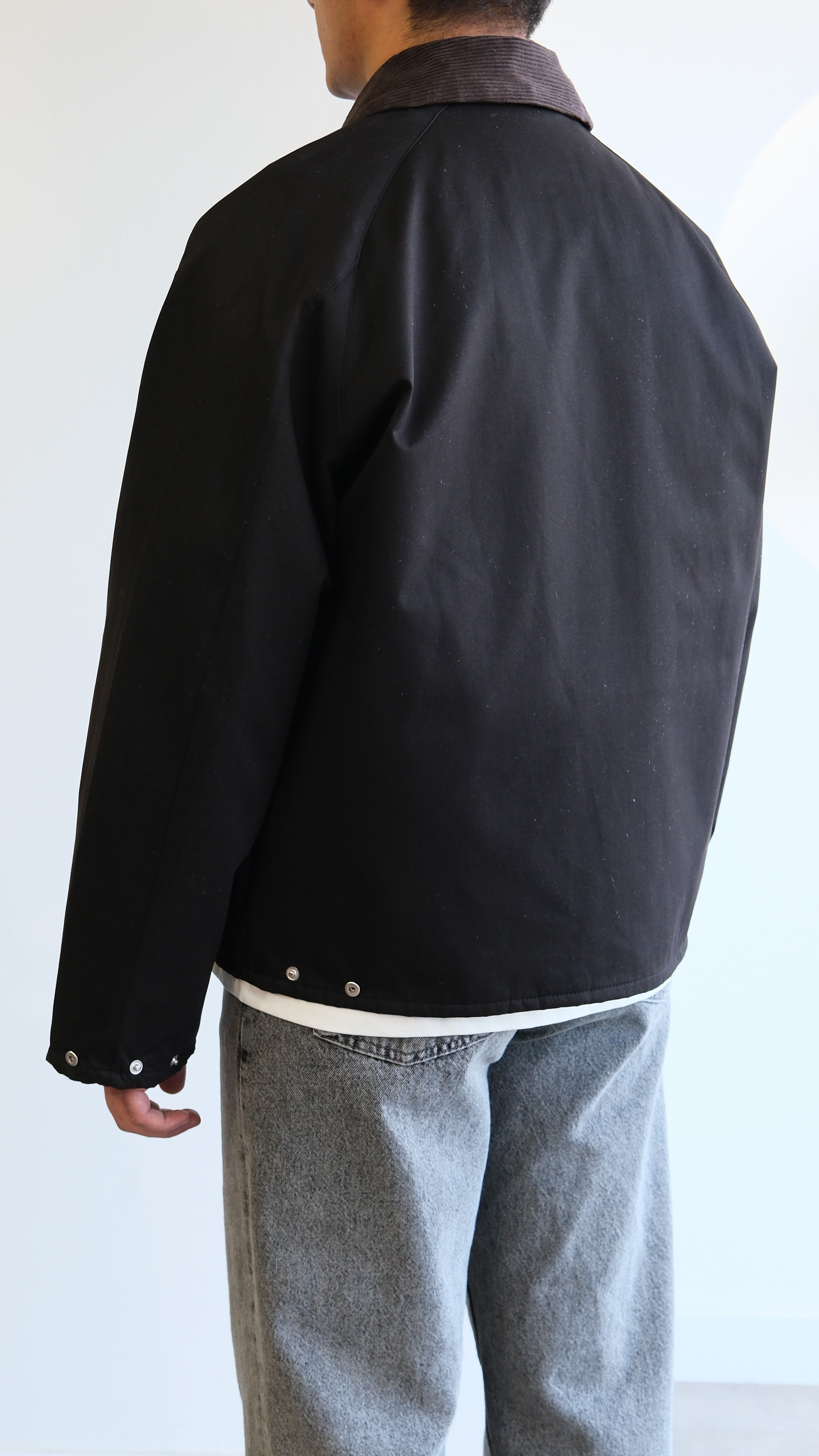 Kontrast Yaka Siyah Teknik Ceket 