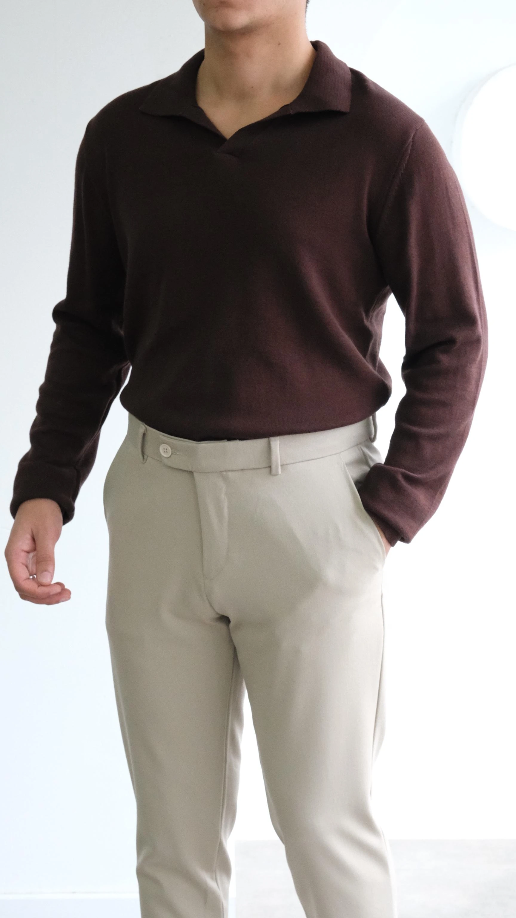 Kahve Apaş Yaka Triko