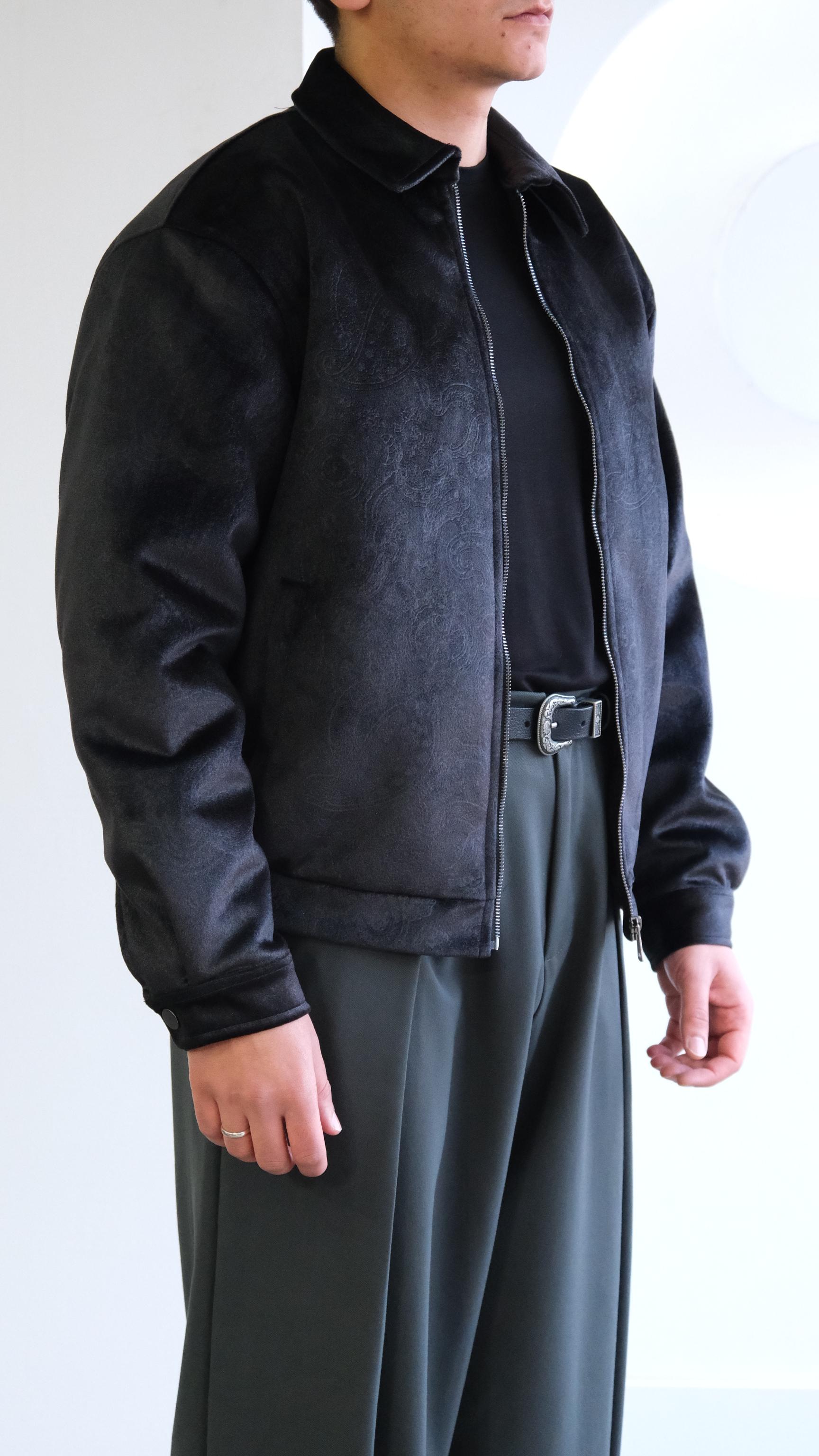 Velvet Kadife Şal Desenli Siyah Ceket