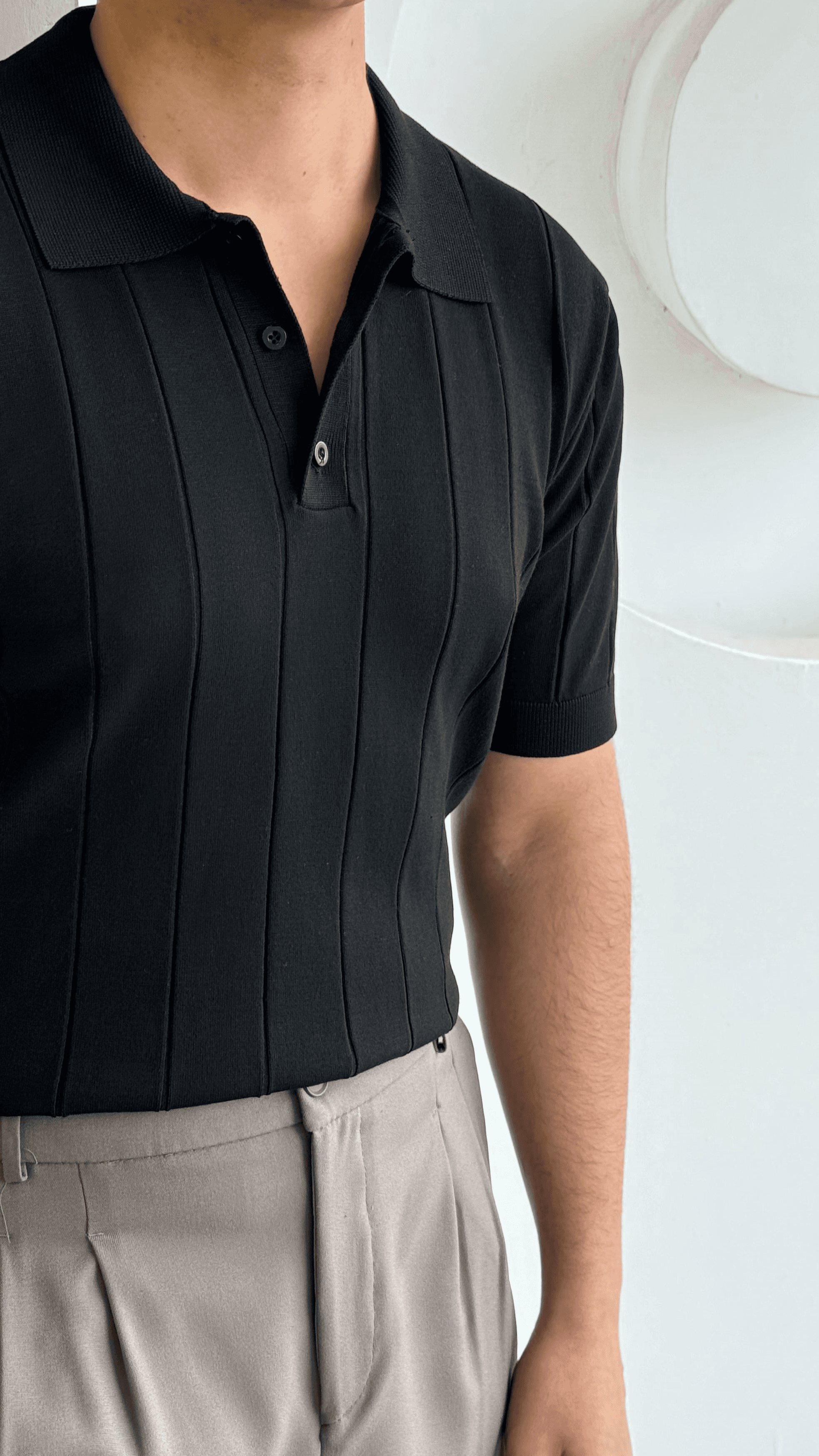 Siyah Şeritli Premıum Polo Yaka Triko