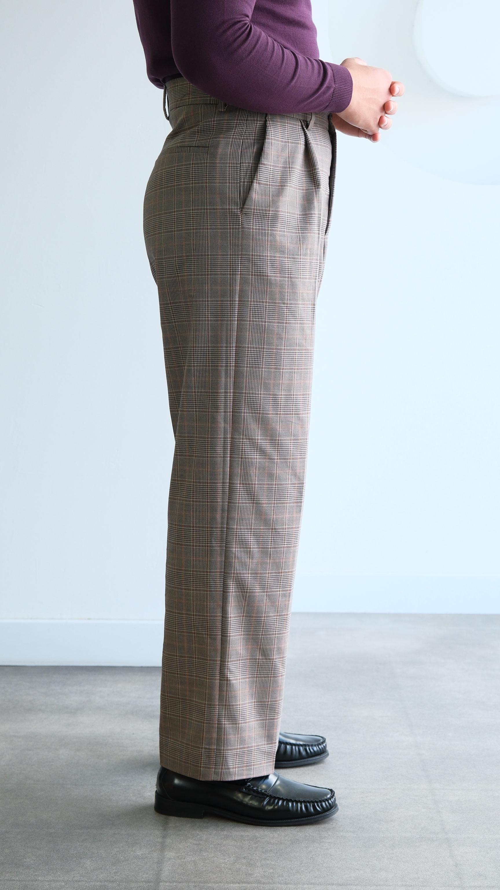 Kahve Ekose Desenli RelaX Crop Fıt Takım Elbise